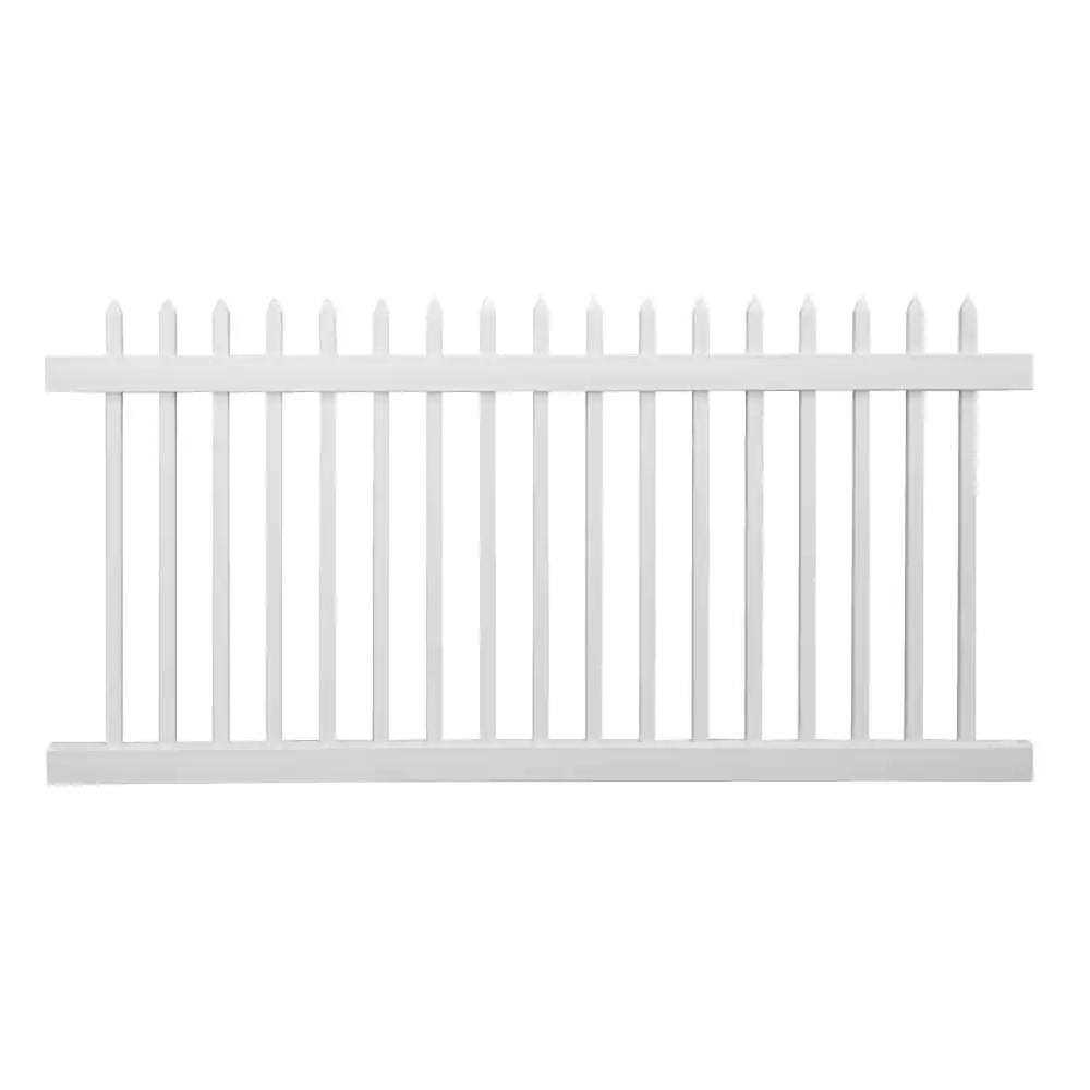 Weatherables Plymouth 5 ft. H x 8 ft. W White Vinyl Picket Fence Panel Kit - Inhomebuy