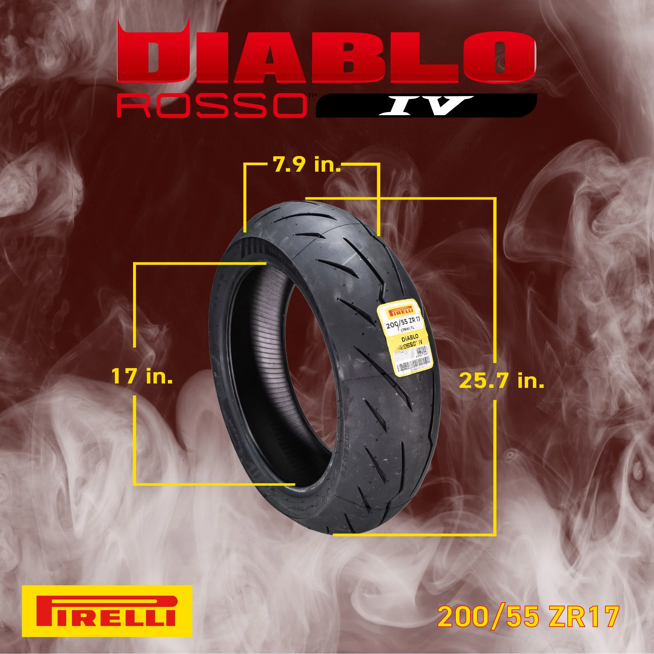 Pirelli Diablo Rosso IV Street Sport 120/70ZR17 58W TL Front Motorcycle Tire 120/70-17 Rosso 4 - Inhomebuy