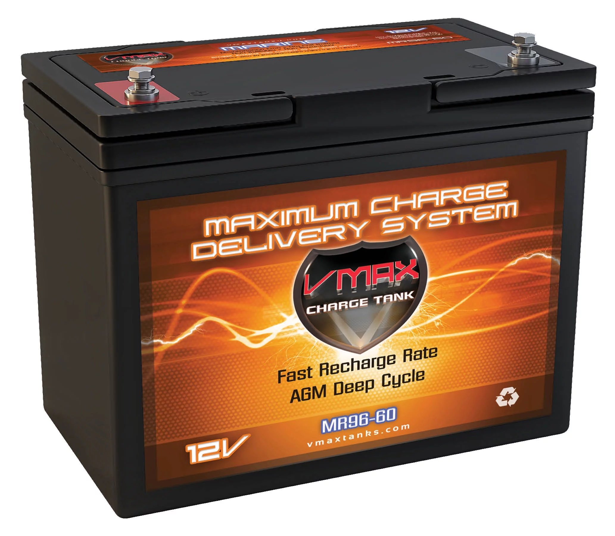 VMAX MR96-60 12V 60Ah AGM Deep Cycle Battery for Minn Kota Traxxis 55 Freshwater TM 12V 55lb Trolling Motor - Inhomebuy