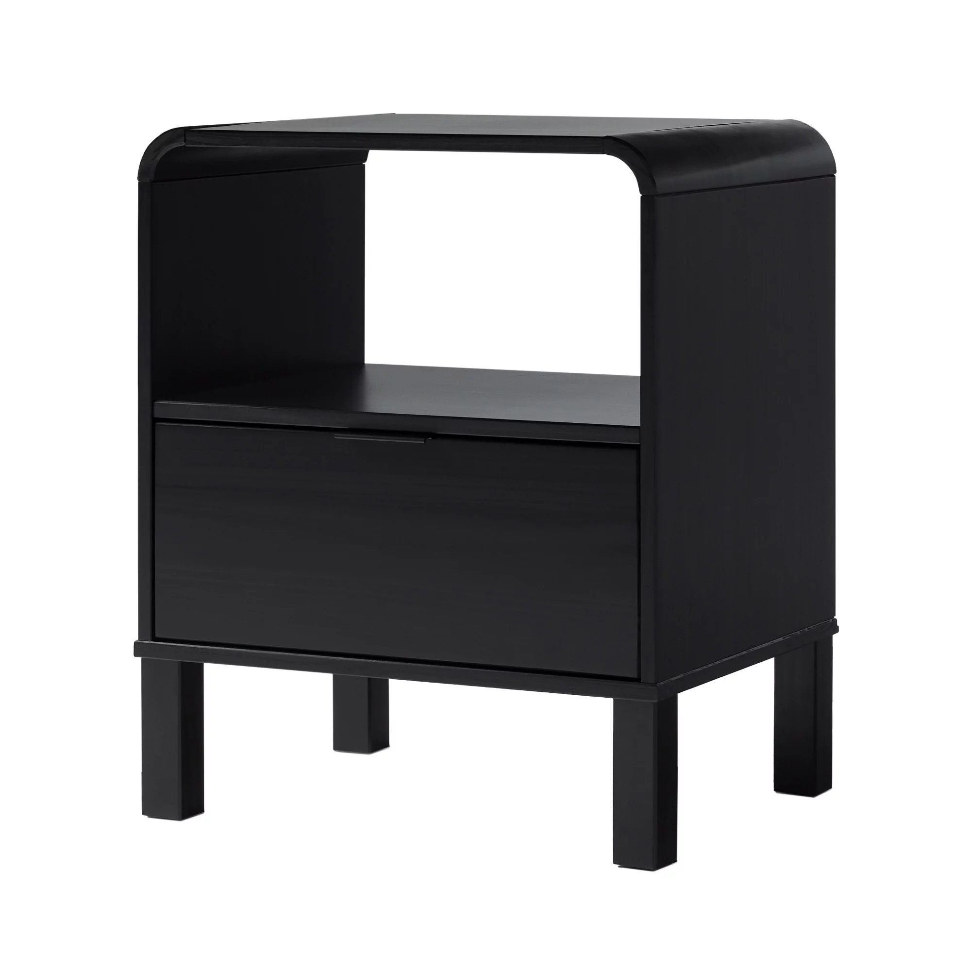 Walker Edison Modern Curved-Frame Solid Wood Nightstand, Brown - Inhomebuy