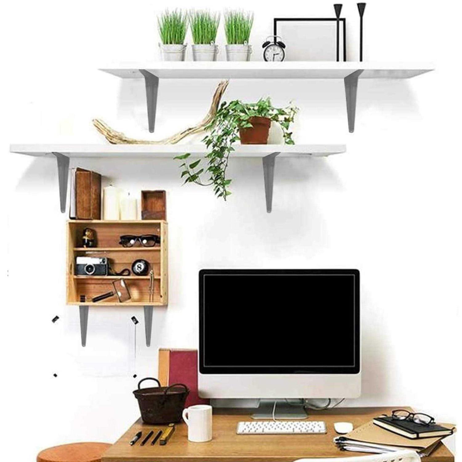 Wideskall Metal Wall Corner Angle Shelving Shelf Brackets - Inhomebuy