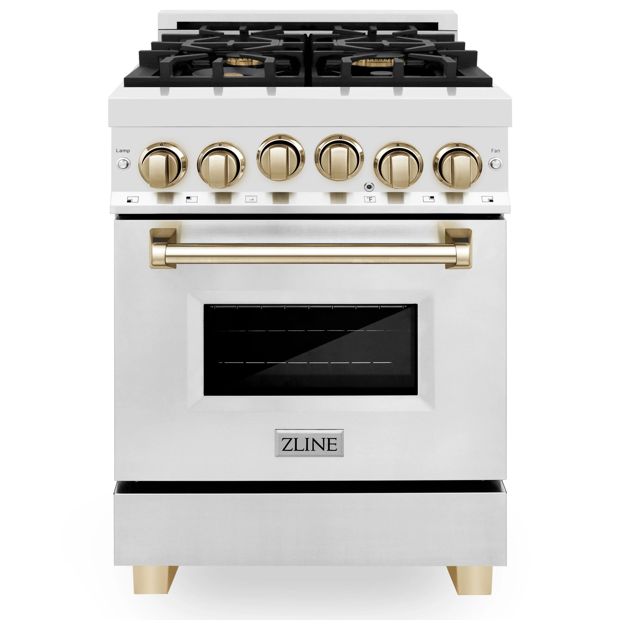 ZLINE 24 Inch Autograph Edition Gas Range in Stainless Steel with Gold Accents, RGZ-24-G - Inhomebuy