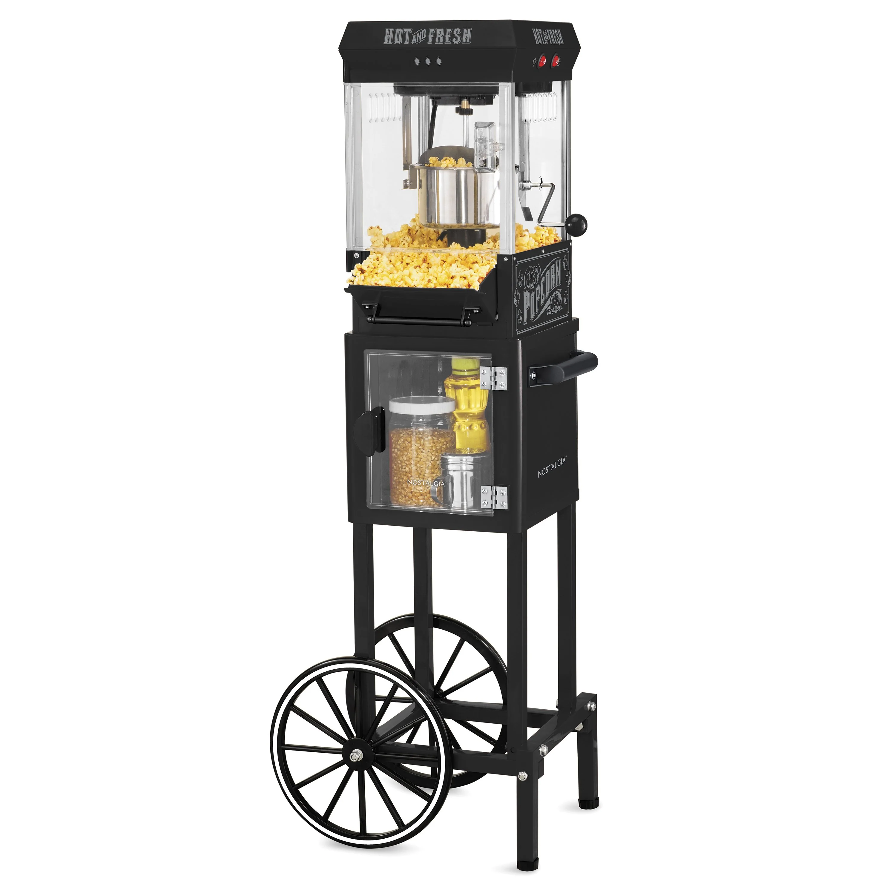 2.5 Ounce Popcorn Cart, 10-Cup, with 5-Quart Popcorn Bowl, 45-Inches Tall - Inhomebuy