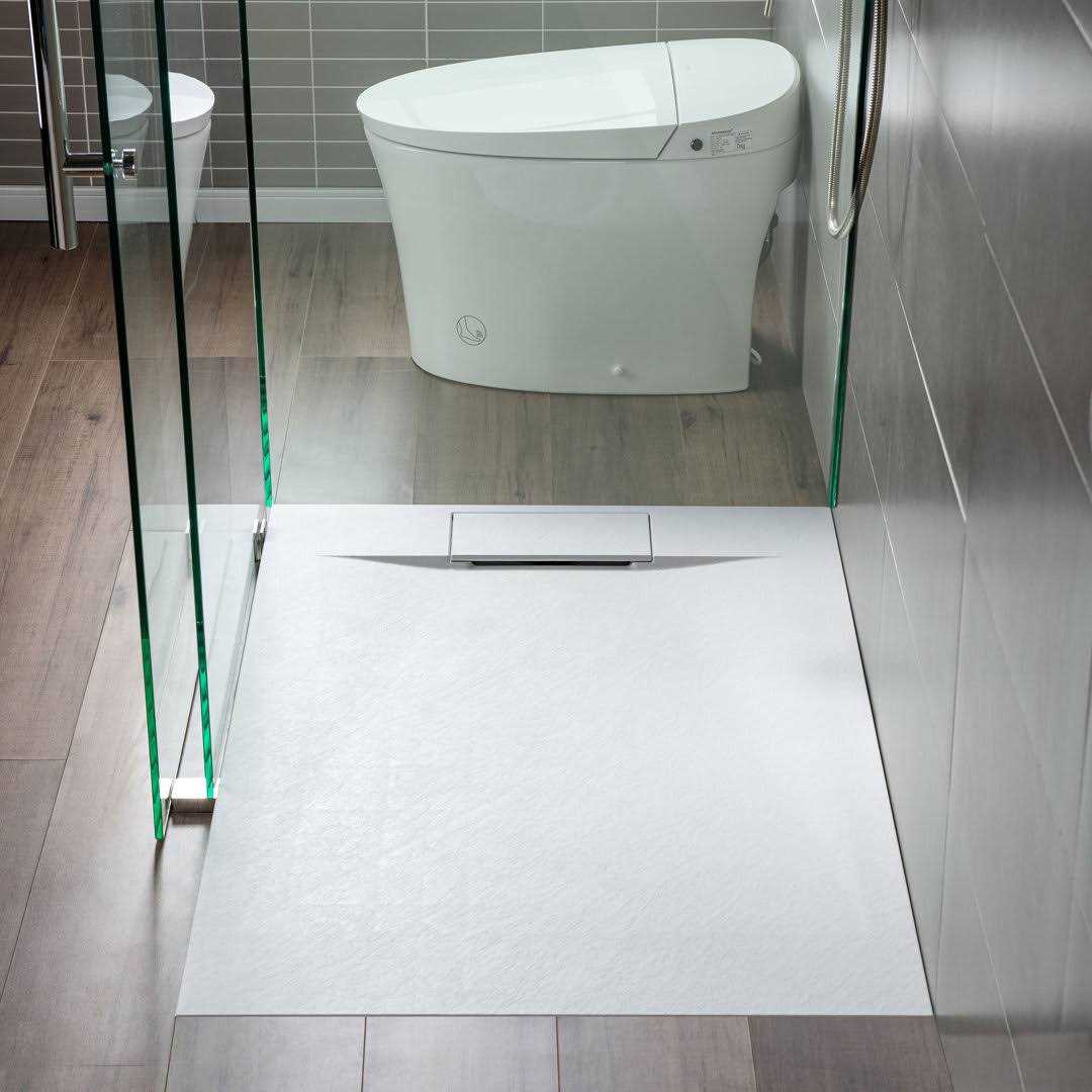 WoodBridge 60 in. L x 36 in. W Alcove Zero Threshold Shower Pan Base with Center Drain SCS-BL-6036 - Inhomebuy