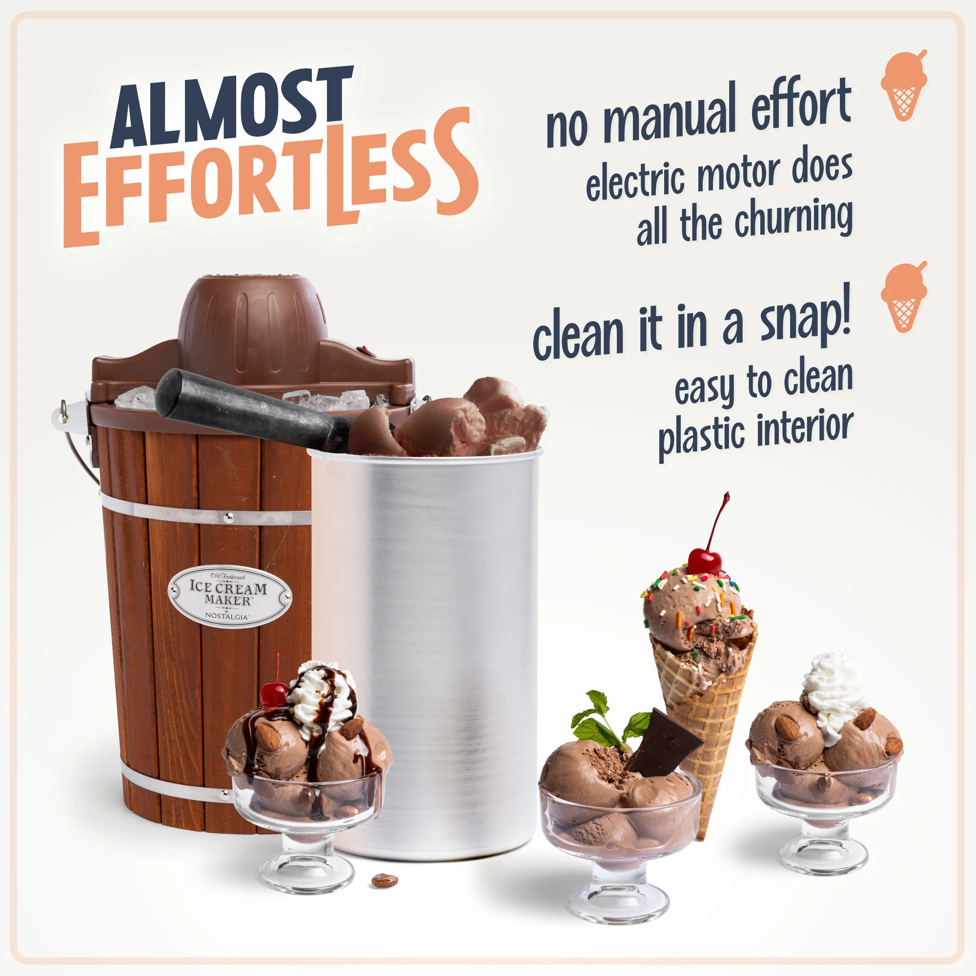 6-Quart Wood Bucket Electric Ice Cream Maker - Inhomebuy