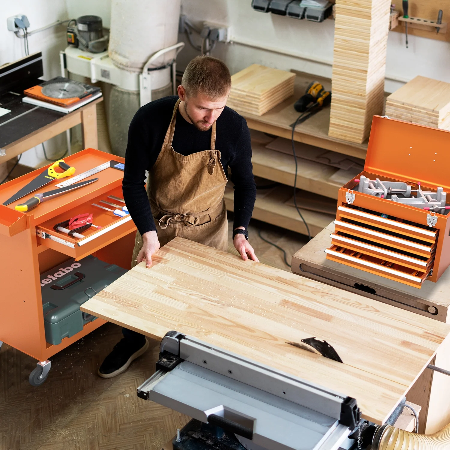 5 Drawer Mechanic Tool Chest with Wheels Heavy Duty Rolling Tool Box Cabinet Keyed Locking System Toolbox Organizer for Workshop Darkblue - Inhomebuy