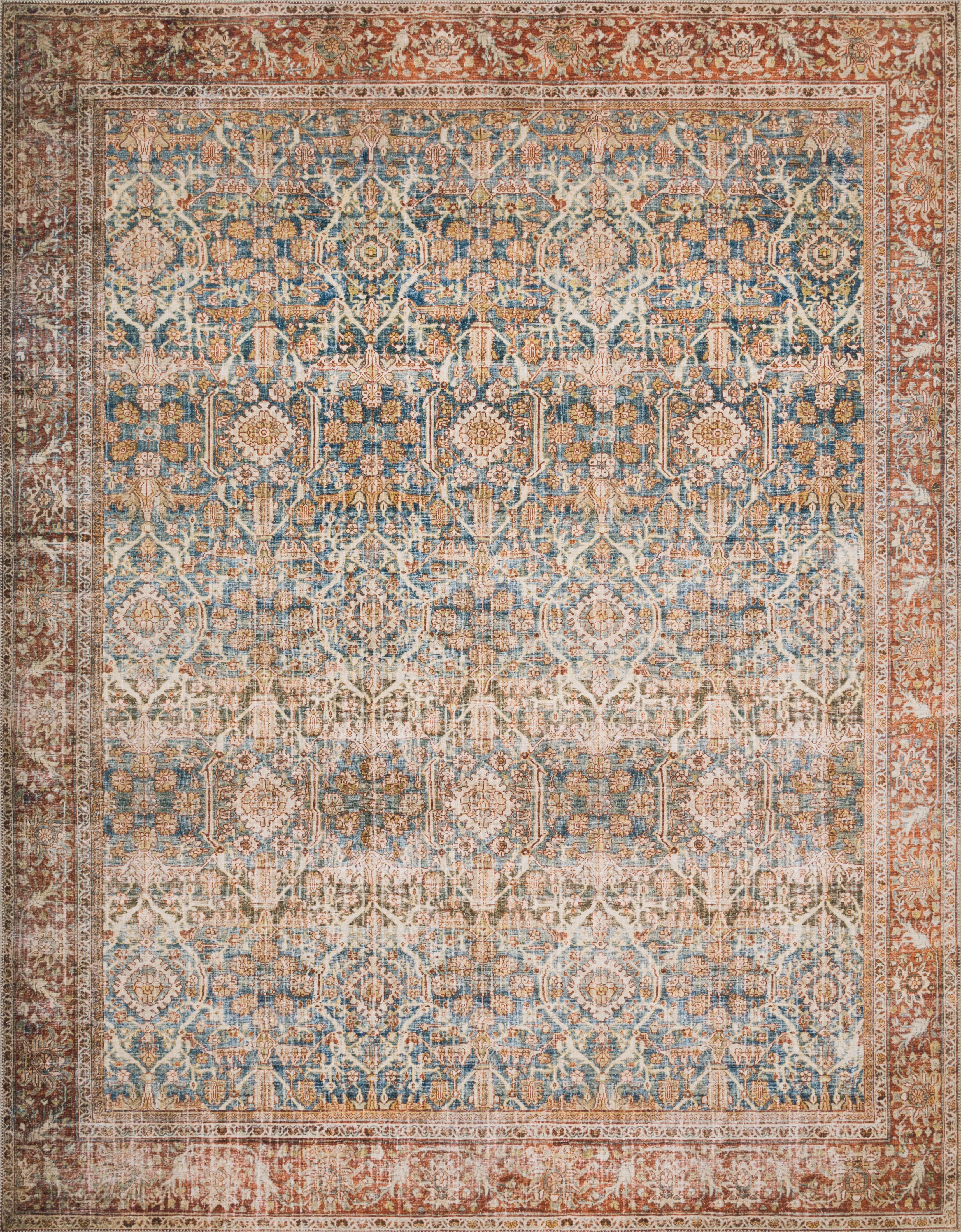 Loloi II Layla Collection Rug in Ocean, Rust - 2'3