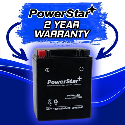 PowerStar YTX14AH-BS UTV Battery Compatible with Polaris Ranger 500 - Inhomebuy