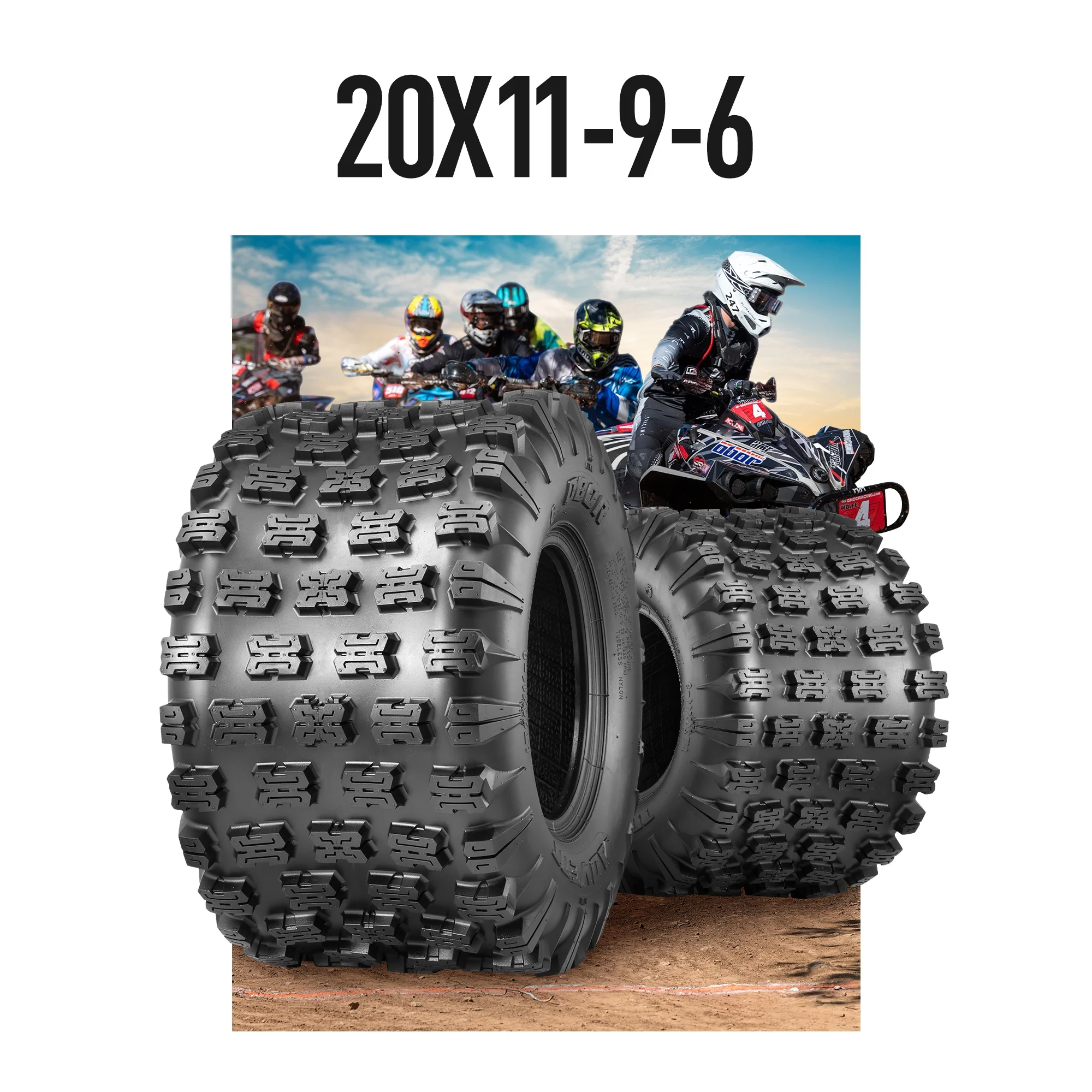 OBOR Advent 20x11-9 20x11x9  ATV Tires 6 Ply GNCC TiresAll Terrain Race Tires Set of 2 - Inhomebuy
