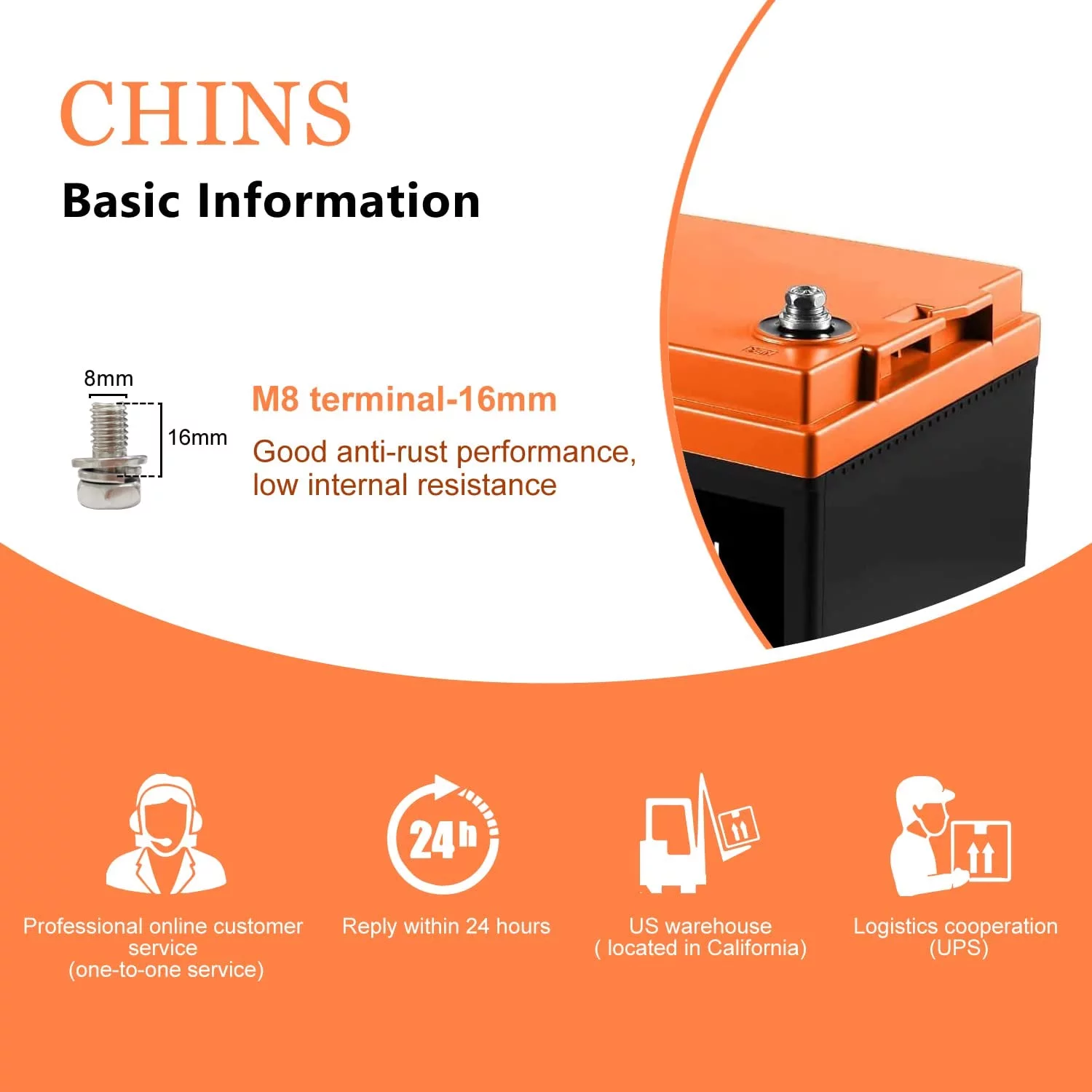 CHINS LiFePO4 Battery 12V 100AH Lithium Battery Includes 12V 10A Charger - Inhomebuy