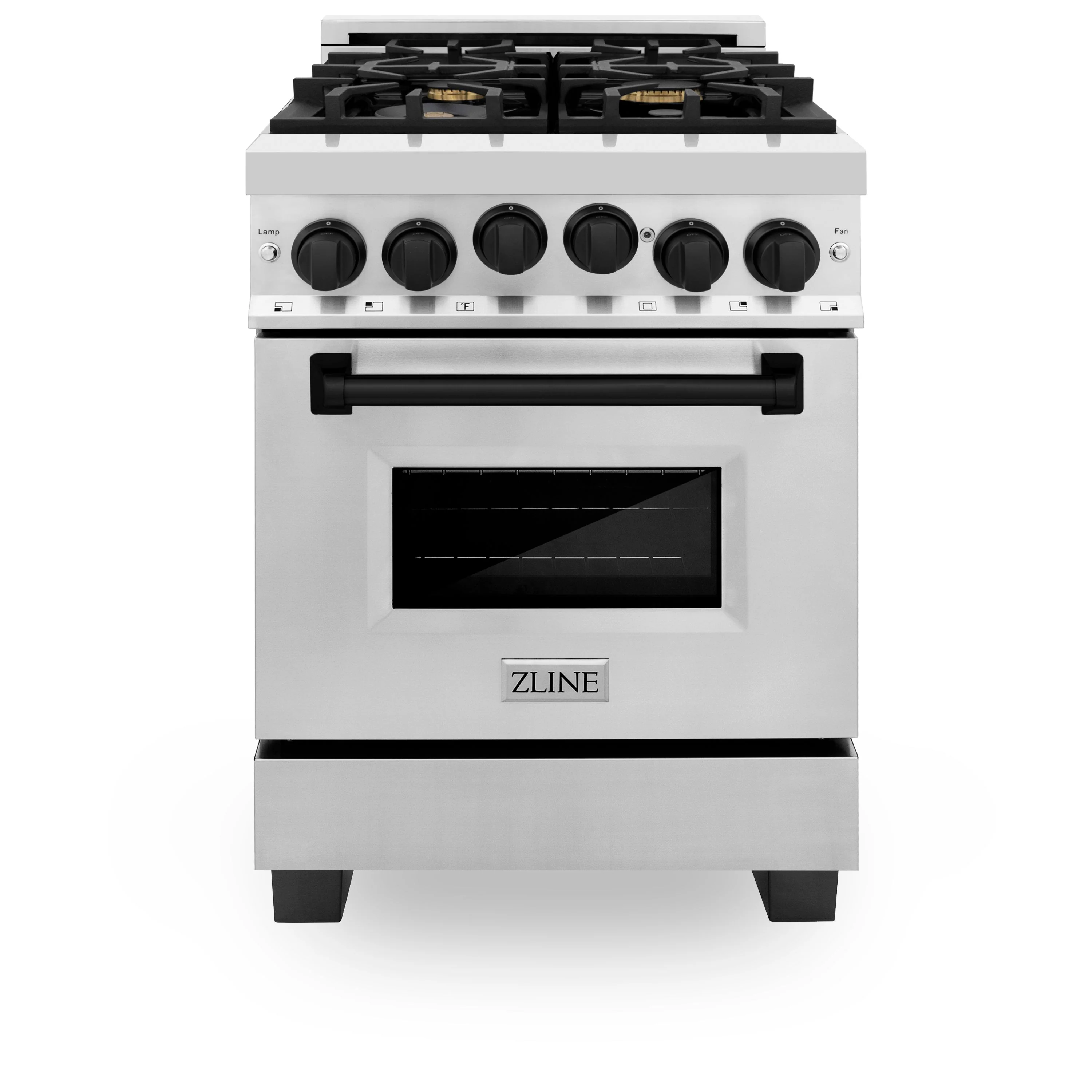 ZLINE Autograph Edition 24 in. Range with Gas Burner and Gas Oven in Stainless Steel with Matte Black Accents, RGZ-24-MB - Inhomebuy
