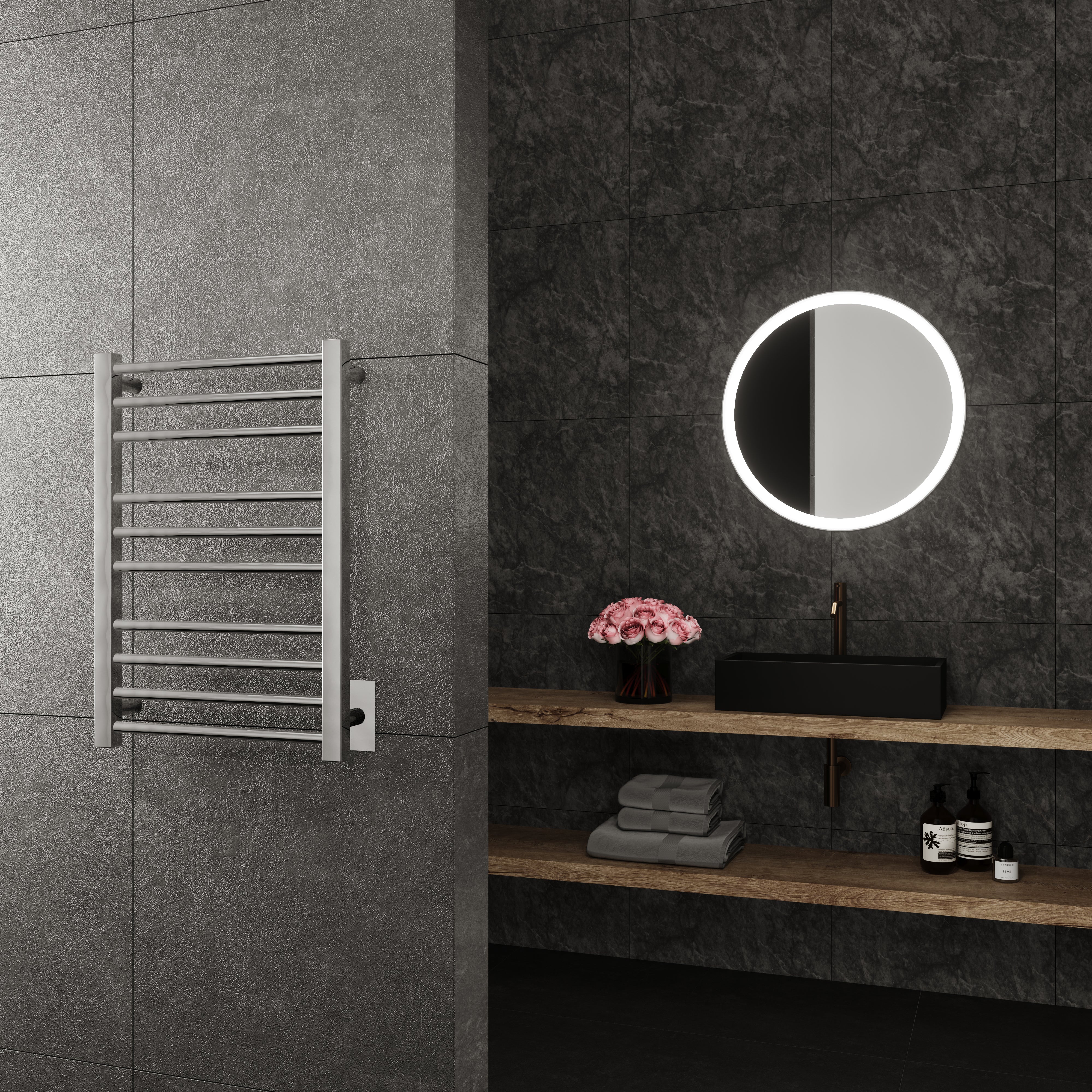 Cronos Wall Mounted Electric Towel Warmer in Chrome - Inhomebuy