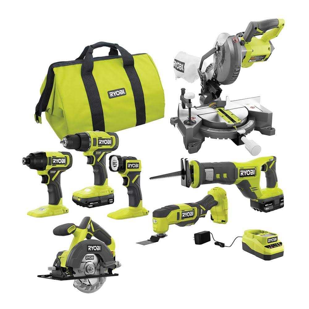 Ryobi ONE+ 18V Cordless 5-Tool Combo Kit with 1.5 Ah Batteries, Charger, and Tool Bag - Inhomebuy