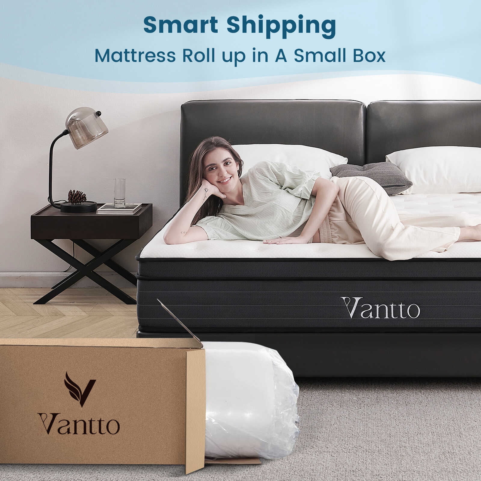 Vantto Twin Mattress, 10 Inch Memory Foam Hybrid Mattress, Individual Pocket Springs Mattress with Pressure Relief, Motion Isolation, CertiPUR-US, 100 Nights Trial - Inhomebuy