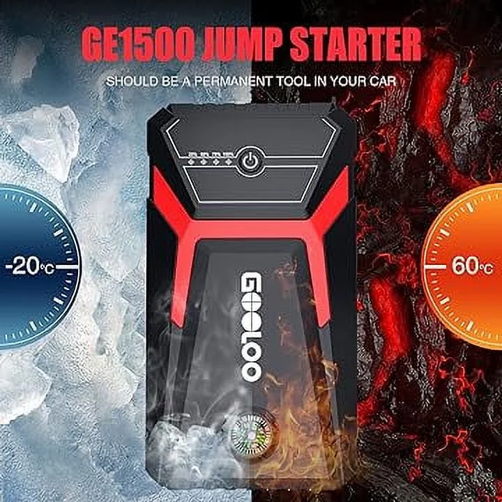 GOOLOO Car Jump Starter,1500A Peak  12V Battery Jump Box with Quick Charge Out(Up to 6.0L Gas and 4.0L Diesel Engines),GE1500 Portable Battery Booster Pack Power Bank Car Starter - Inhomebuy
