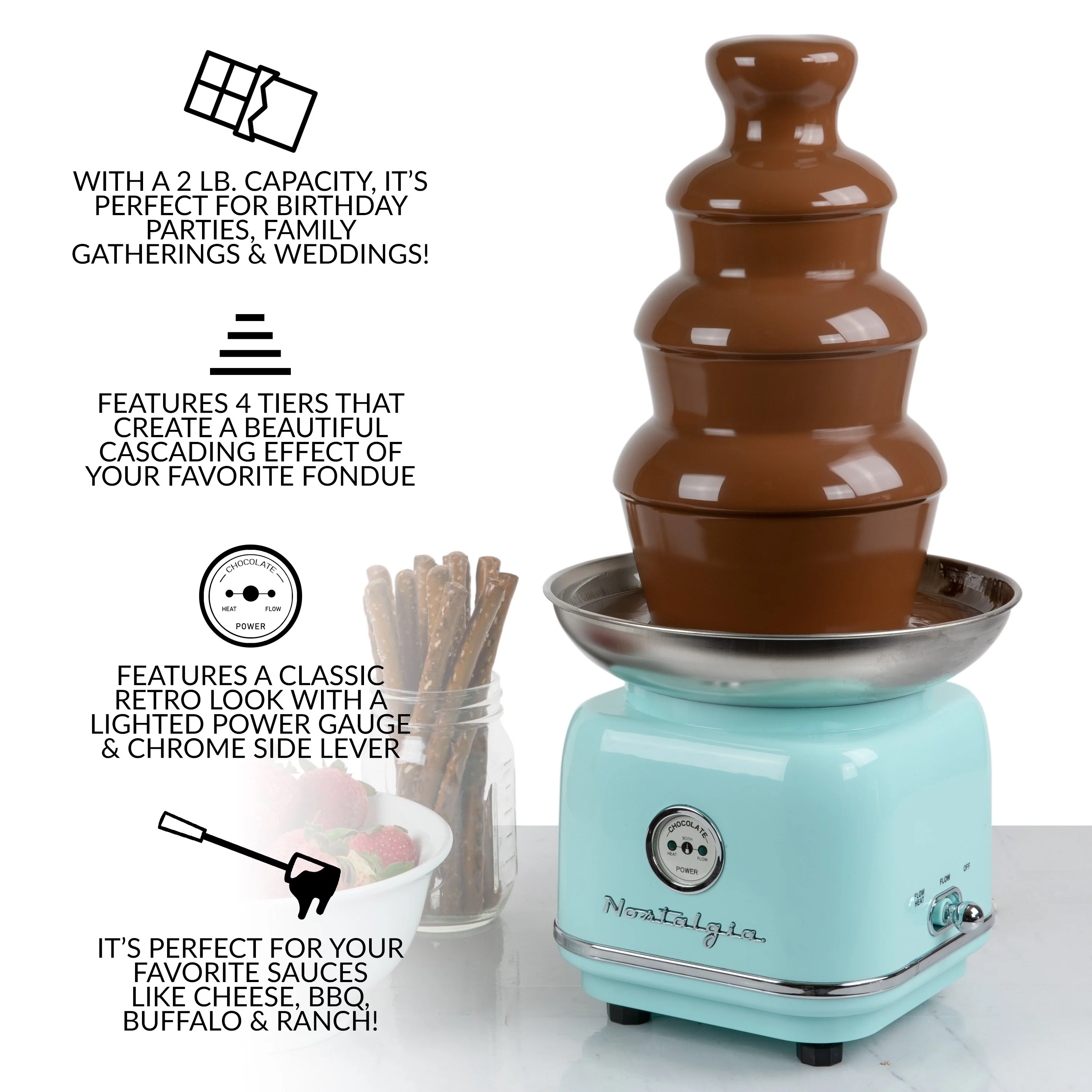 Classic Retro 4-Tier 2-Pound Chocolate Fondue Fountain - Inhomebuy
