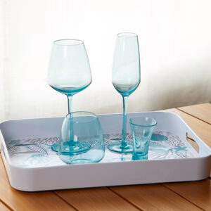 Square Water Glass-Tritan Turquoise-Set 6u - Inhomebuy