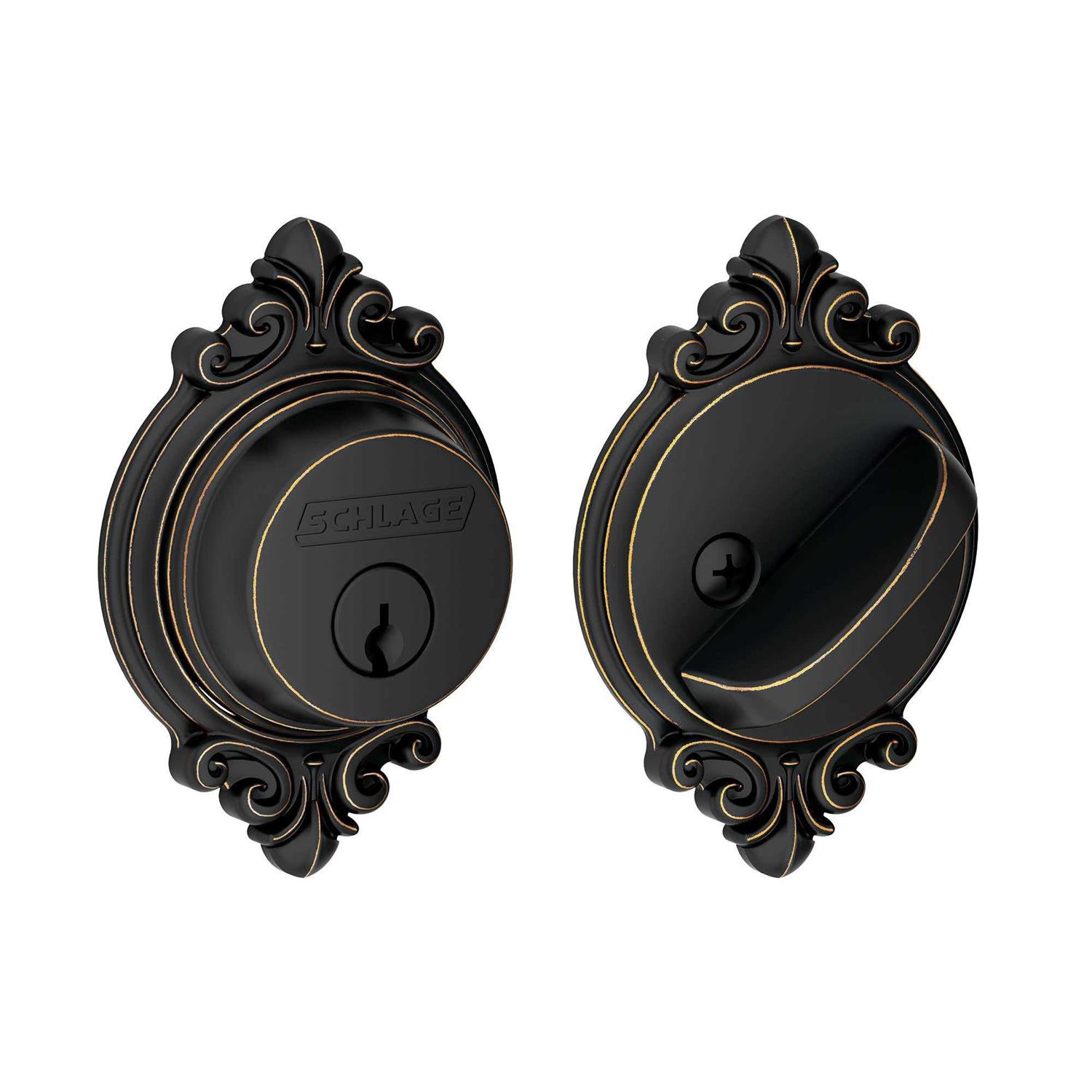 Single Cylinder Deadbolt Schlage Aged Bronze - Inhomebuy