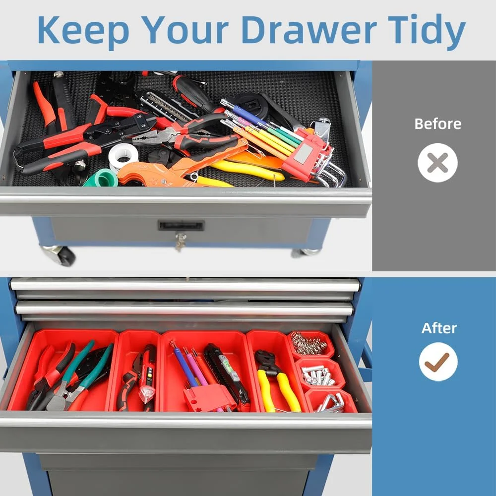 AIRAJ  Rolling Tool Chest 8 Drawers Tool Cabinet with Wheels Sliding Drawers Detachable Toolbox Storage Box Organizer - Inhomebuy