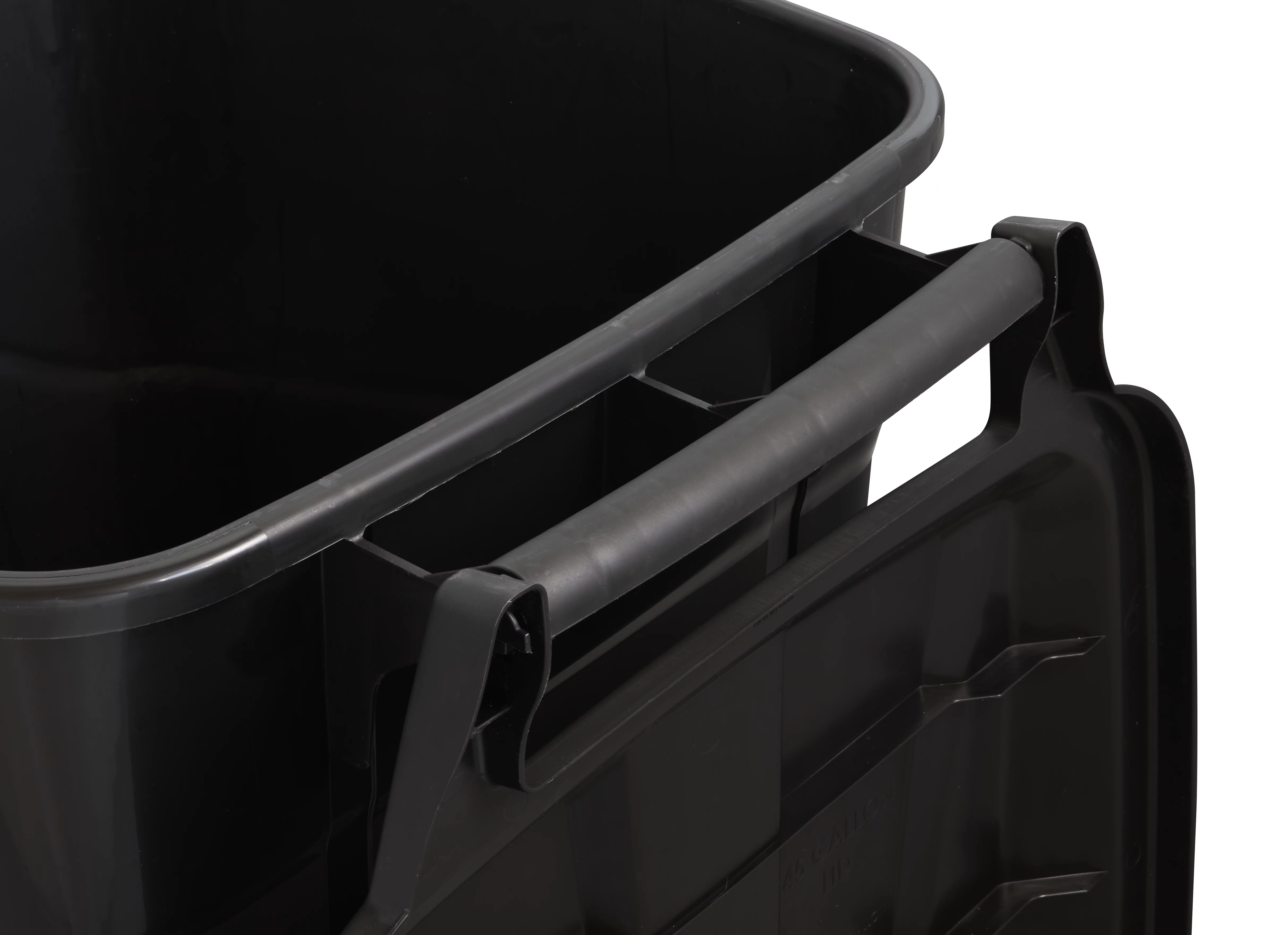 Hyper Tough 45 Gallon Wheeled Heavy Duty Plastic Garbage Can, Attached Lid, Black - Inhomebuy