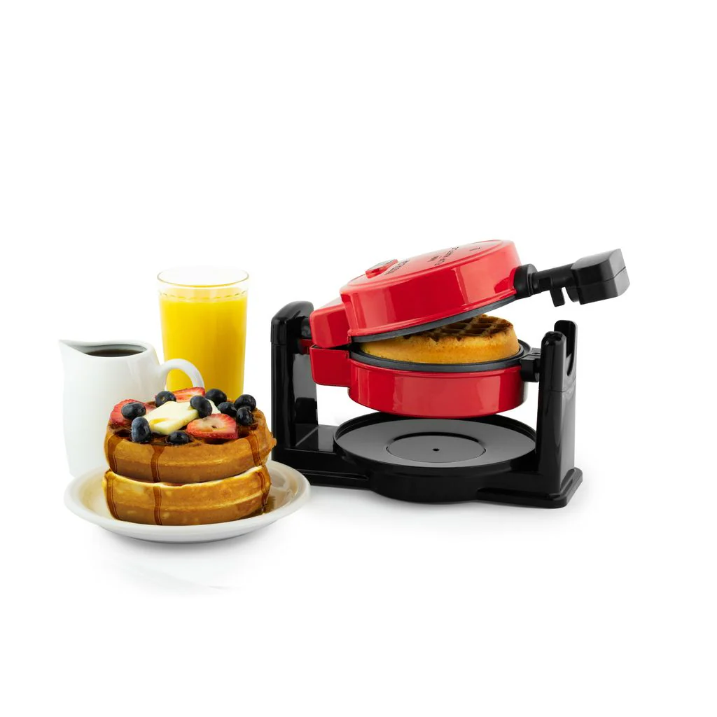MyMini Flip Belgian Waffle Maker, Red - Inhomebuy