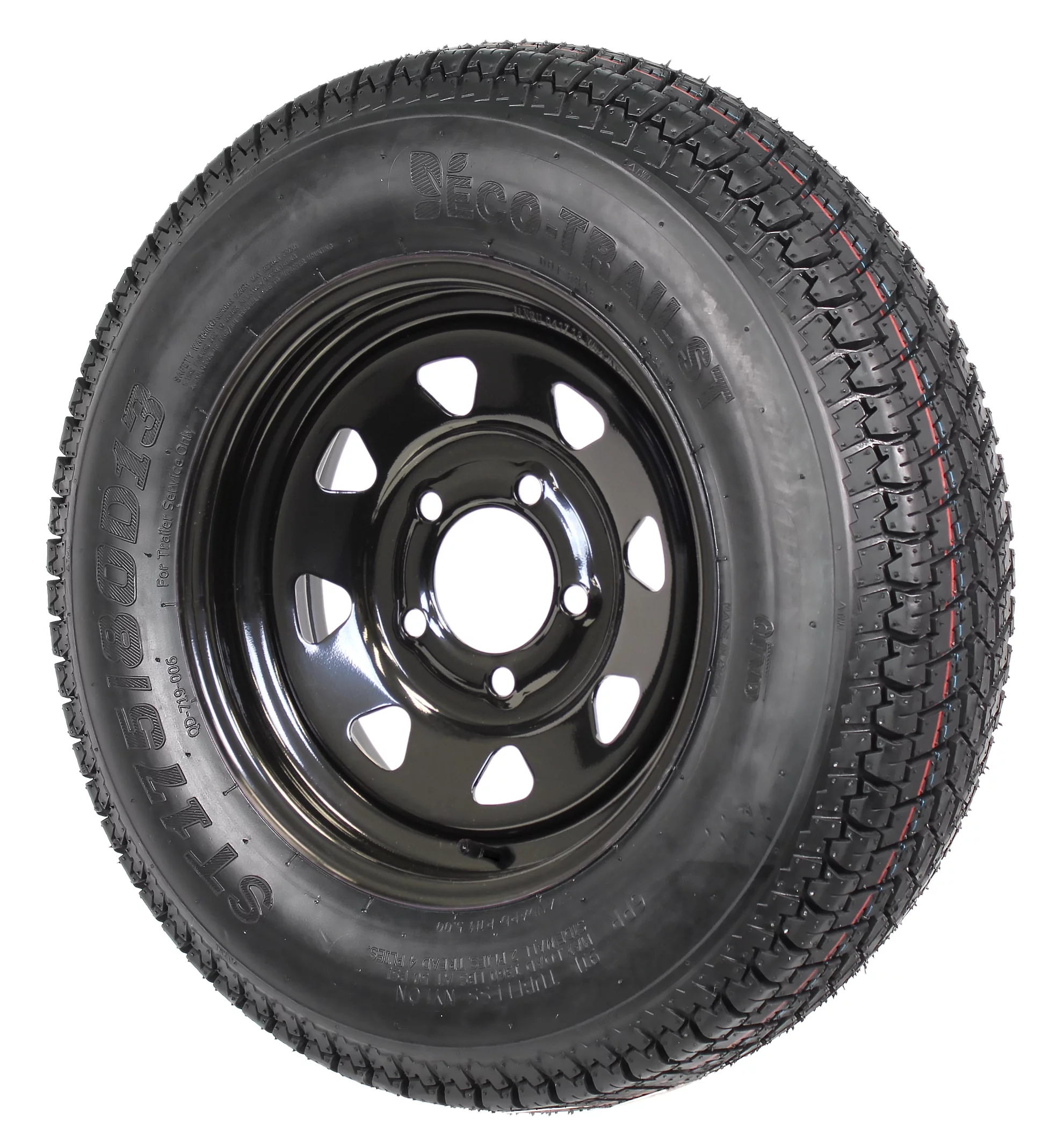 2-Pk Mounted Trailer Tire Black Spoke Wheel Rim ST175/80D13 C 175/80D13 13 5-4.5 - Inhomebuy