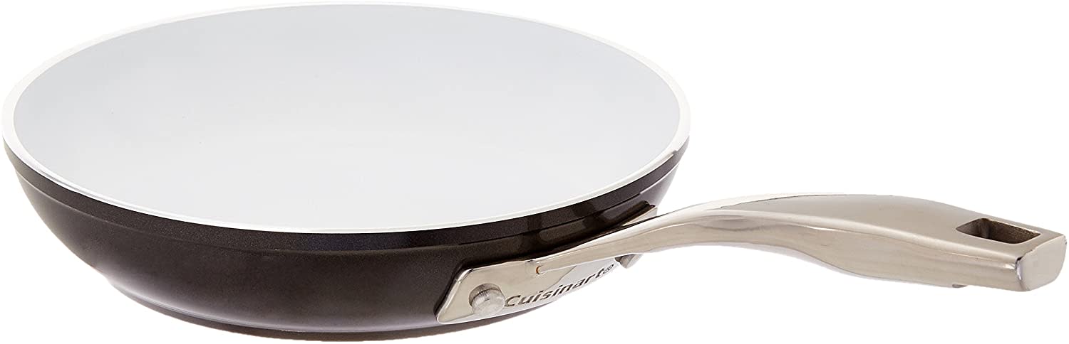 Cuisinart Elements Skillet: 20cm, induction compatible, white ceramic non-stick, black | 59I22-20BK - Inhomebuy