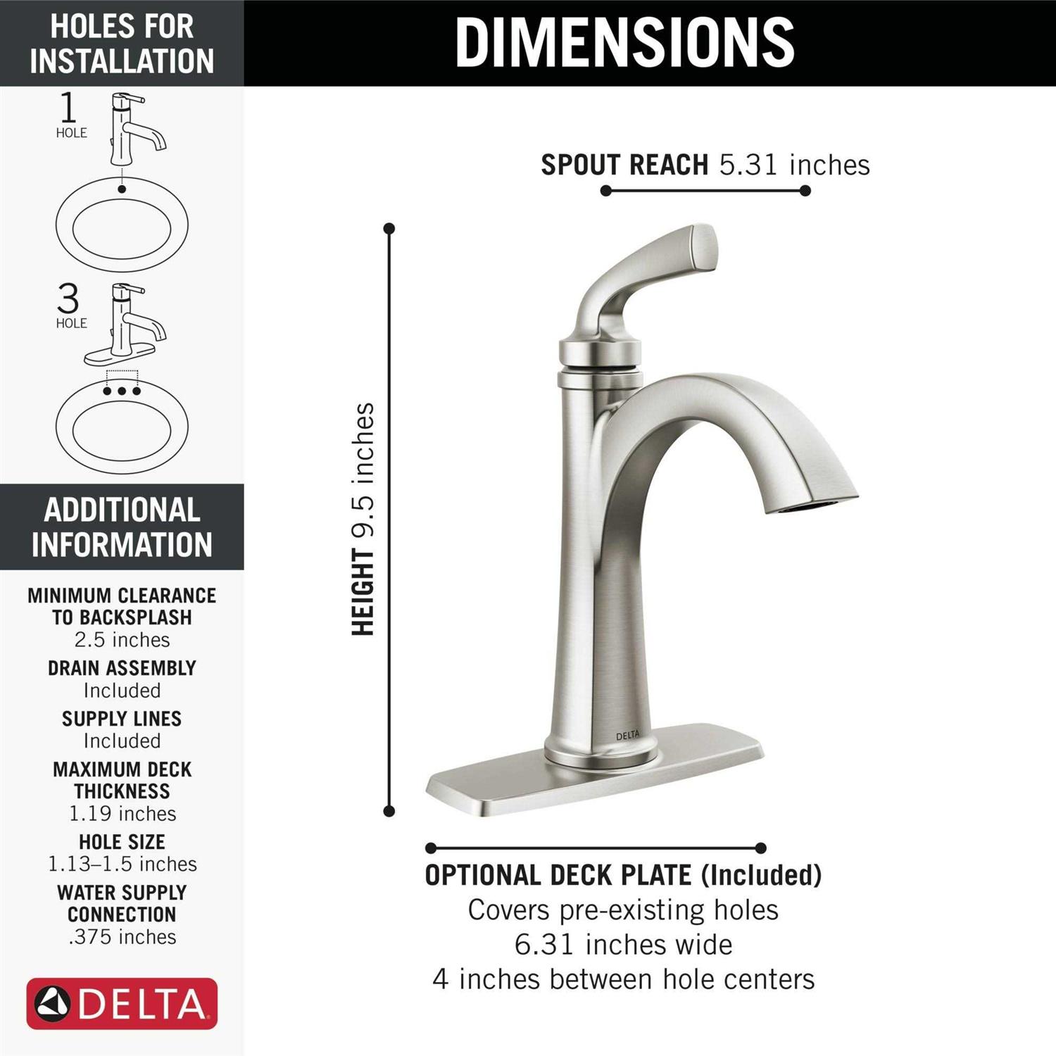Delta Geist Single Handle Bathroom Faucet 15864Lf - Inhomebuy