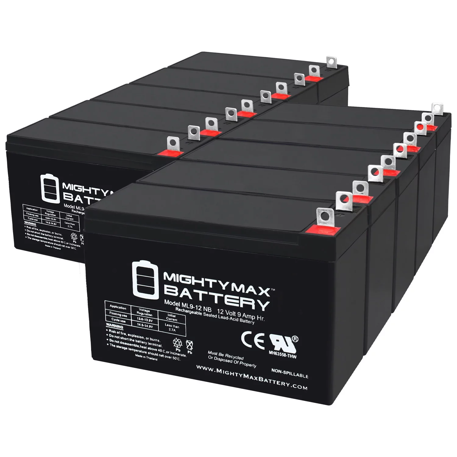 ML9-12NB -12 Volt 9 AH, Nut and Bolt (NB) Terminal, Rechargeable SLA AGM Battery - Inhomebuy