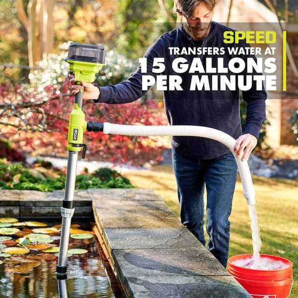 RYOBI ONE+ 18V Cordless 1/6 HP Telescoping Pole Pump with 2.0 Ah Battery and Charger - Inhomebuy