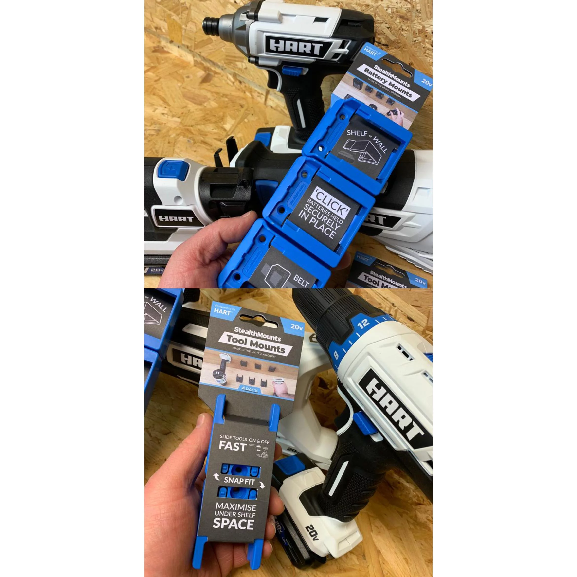 Stealthmounts Blue Hart Tool & Battery Mount Bundle - Inhomebuy