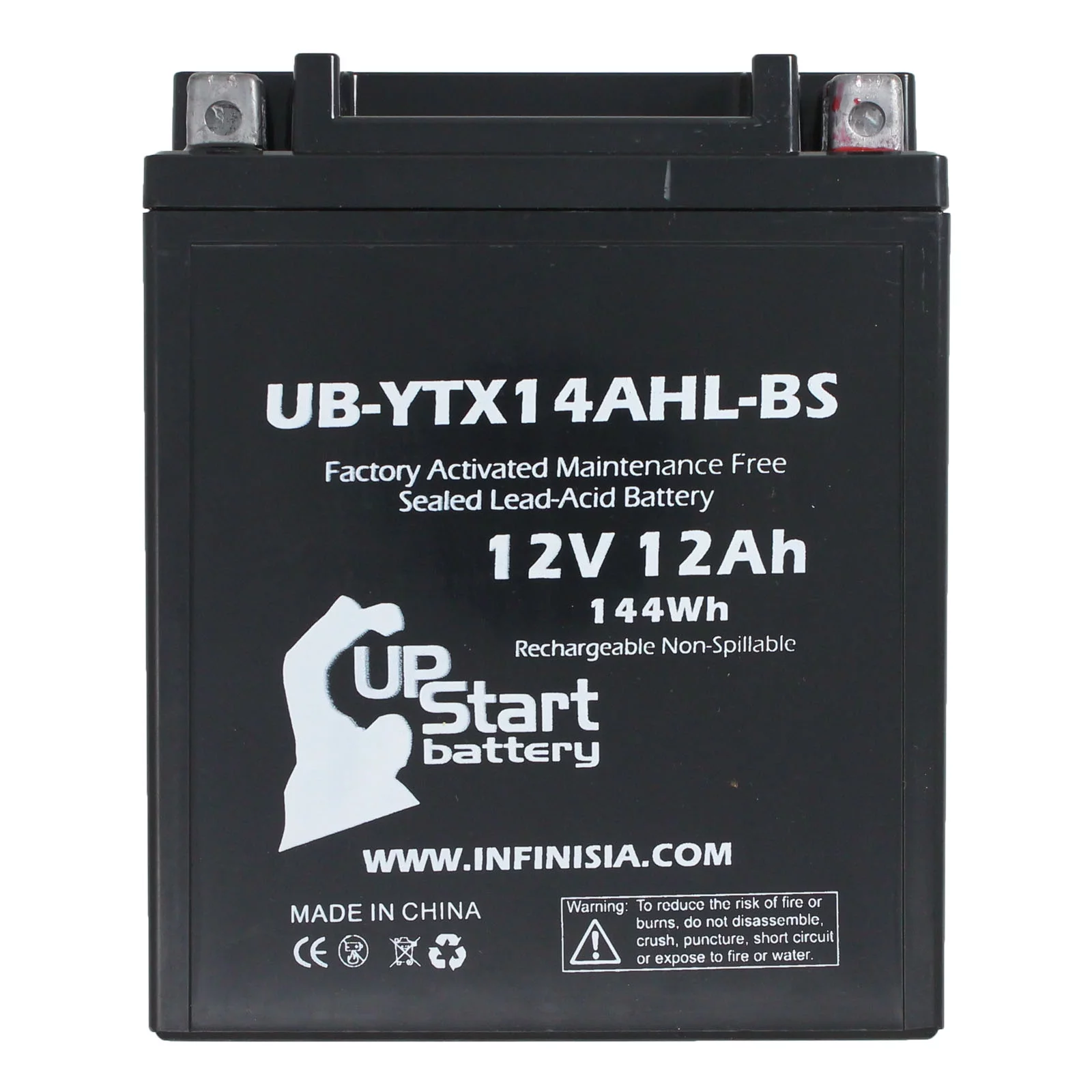UB-YTX14AHL-BS Battery Replacement for 1976 Honda CB750K Four 750 CC Motorcycle - Factory Activated, Maintenance Free, Motorcycle Battery - 12V, 12AH, UpStart Battery Brand - Inhomebuy