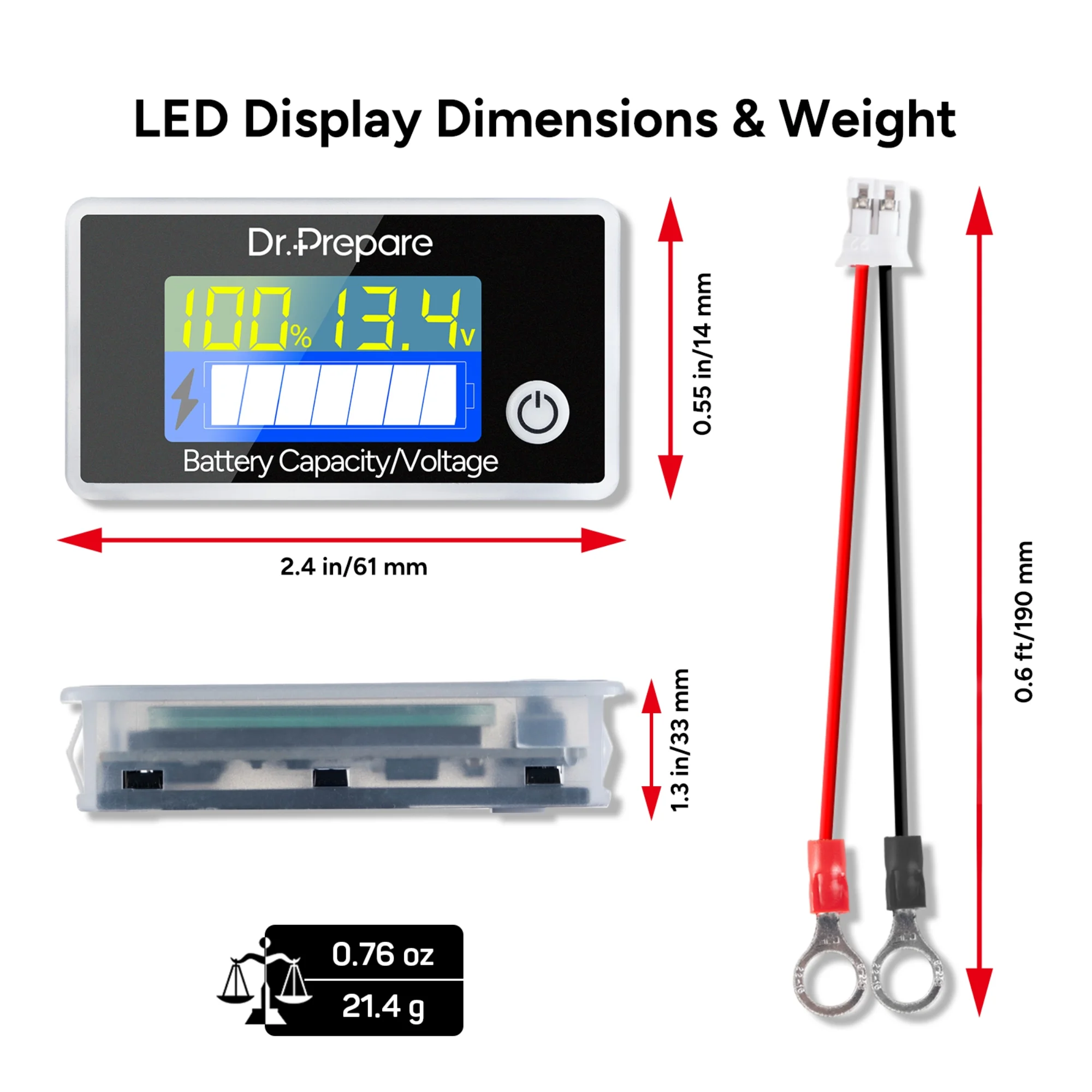 Dr. Prepare 100Ah LiFePO4 Lithium Deep Cycle Battery w/Battery Capacity Voltage Monitor for RV/Boat/Off-grid Cabin - Inhomebuy
