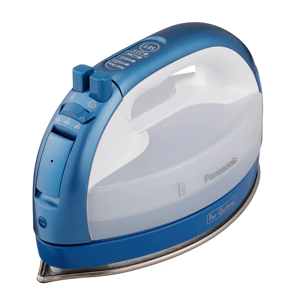 Panasonic Cordless Iron: 360-Quick, cordless, nickel-coated stainless steel soleplate, with vertical steam, 1500W, blue & white | NI-QL1000 - Inhomebuy