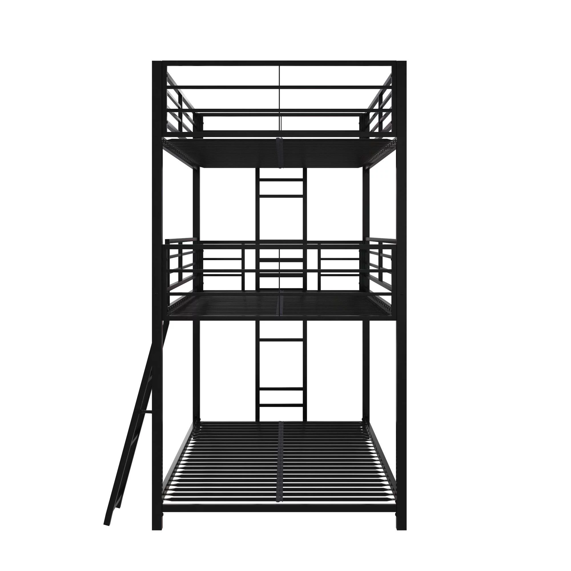 Your Zone June Triple Twin Metal Bunk Bed, Black - Inhomebuy