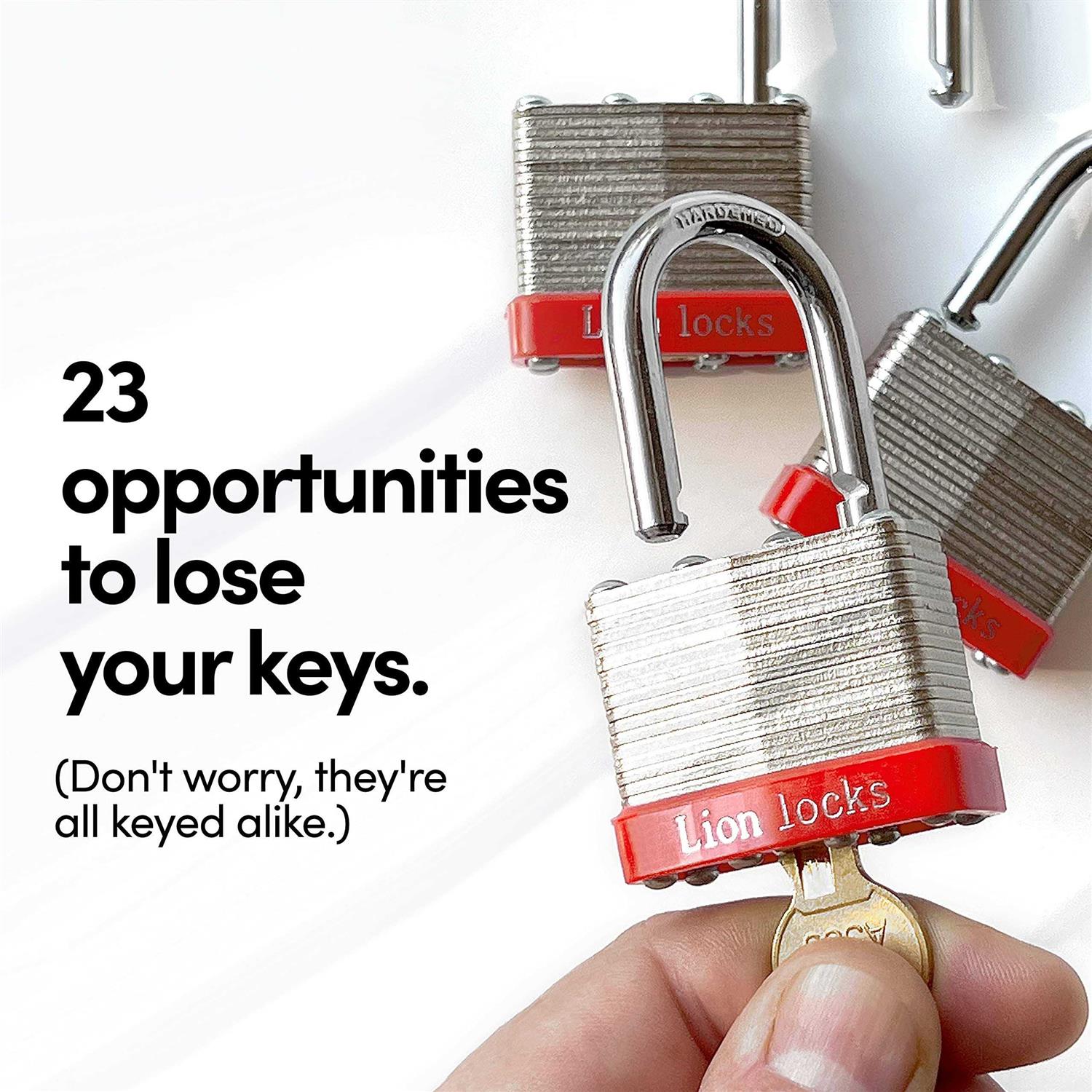 Lion Locks 12 Keyed-Alike Padlocks w/ 1.25” Shackle Keys - Inhomebuy