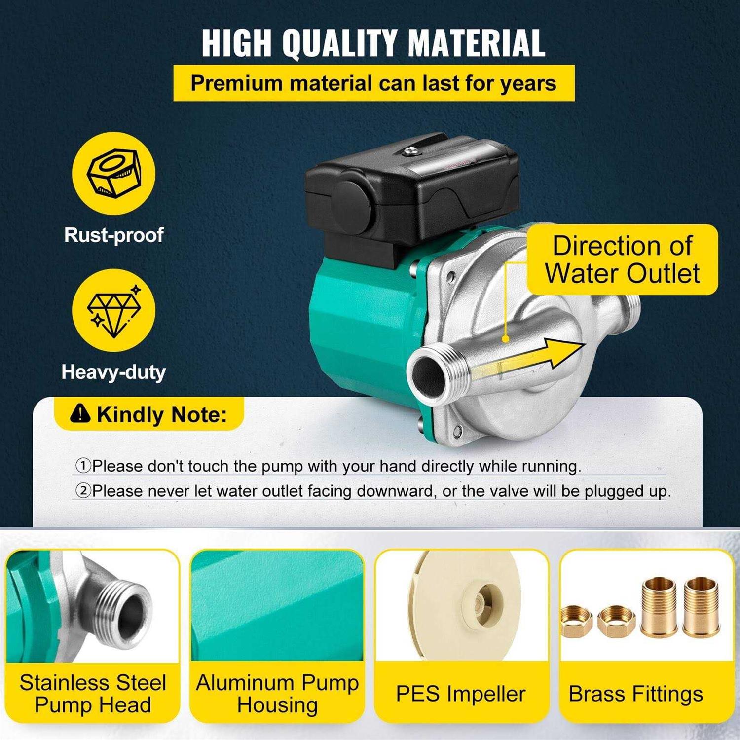 VEVOR Hot Water Recirculating Pump 120W 110V Water Circulator Pump - Inhomebuy