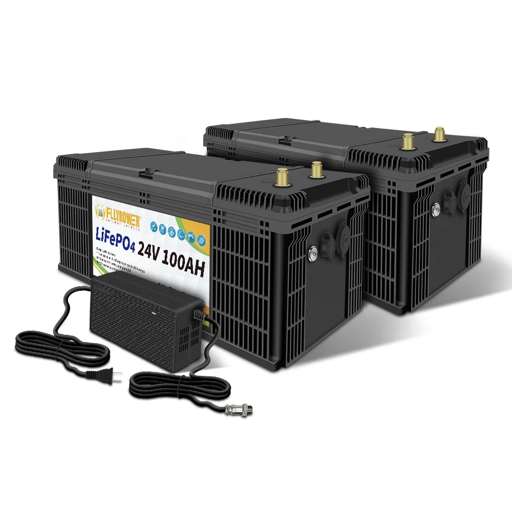 24V 100AH ​​Lifepo4 lithium iron phosphate battery with BMS, suitable for RV, camping, golf cart, off grid, home appliances, 2 Pack - Inhomebuy
