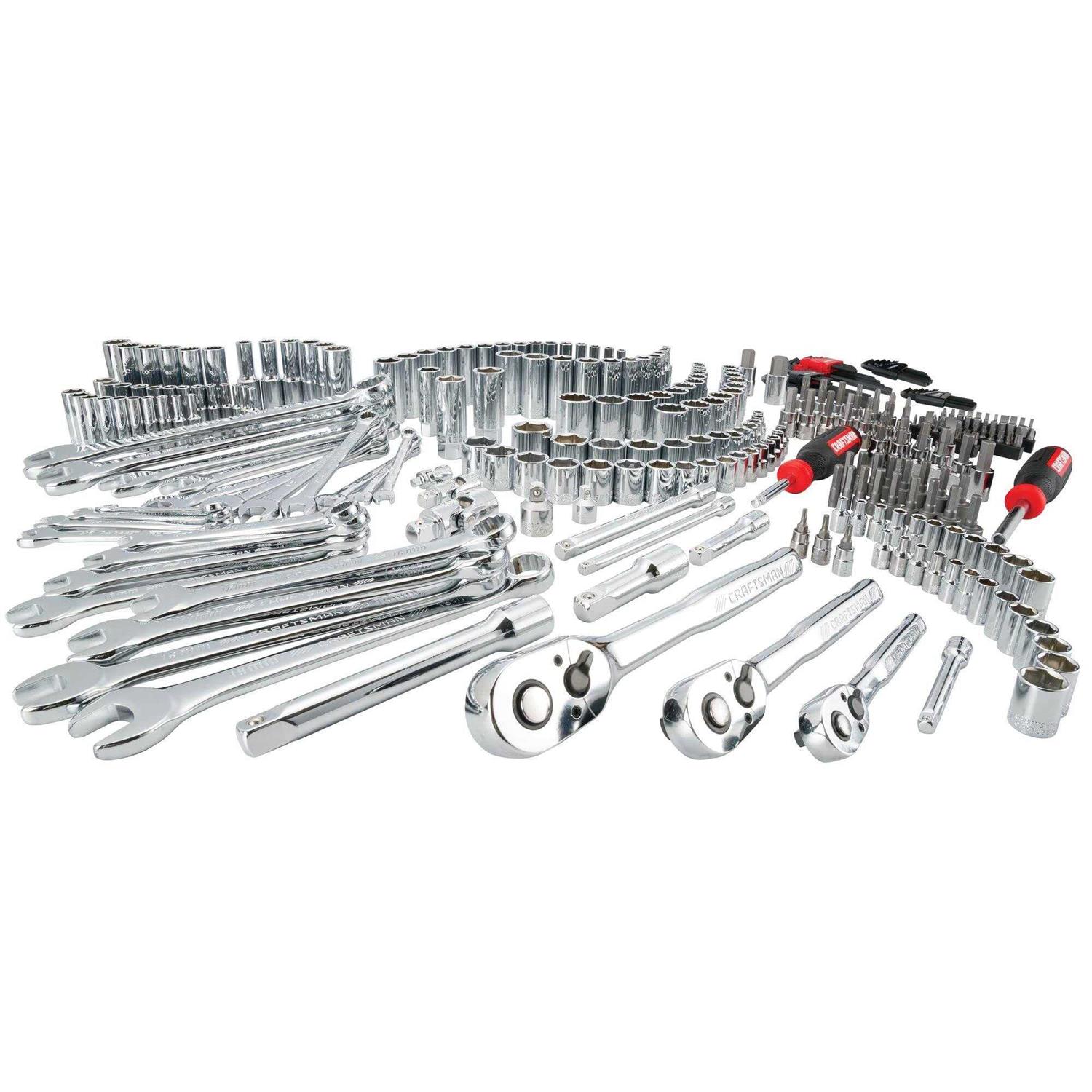 Craftsman 1/4 3/8 and 1/2 in. Drive Metric and SAE 6 and 12 Point Mechanic’s Tool Set 227 pc - Inhomebuy