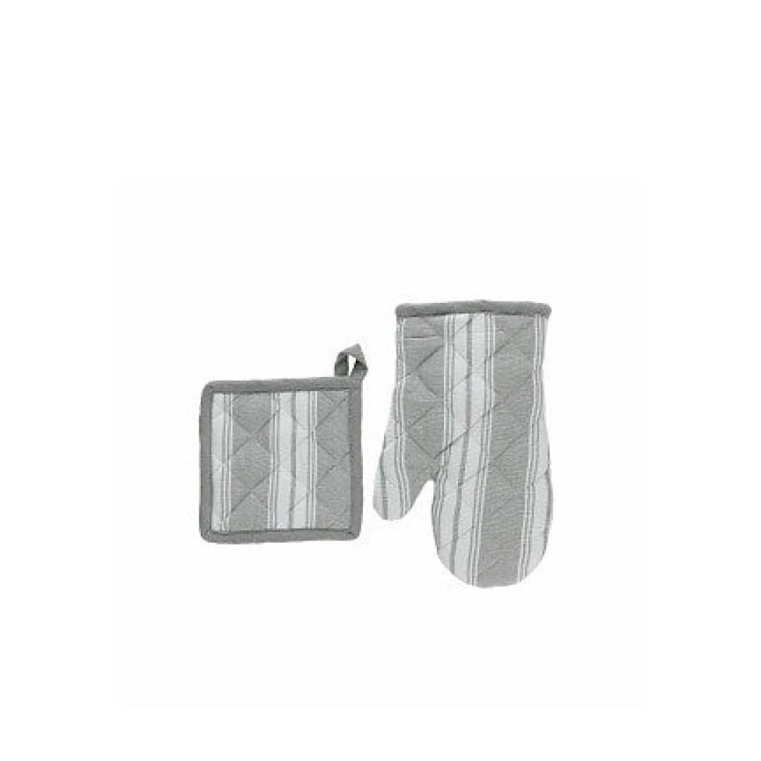 Textile Grigio Mitt 27X17cm + Pot Holder 18x18cm - Inhomebuy