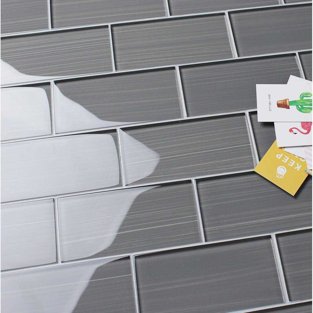 WS Tiles Hand Painted 3 in. x 6 in. Glass Subway 12 in. x 12 in. Mesh-Backed Wall Tile WST - Inhomebuy