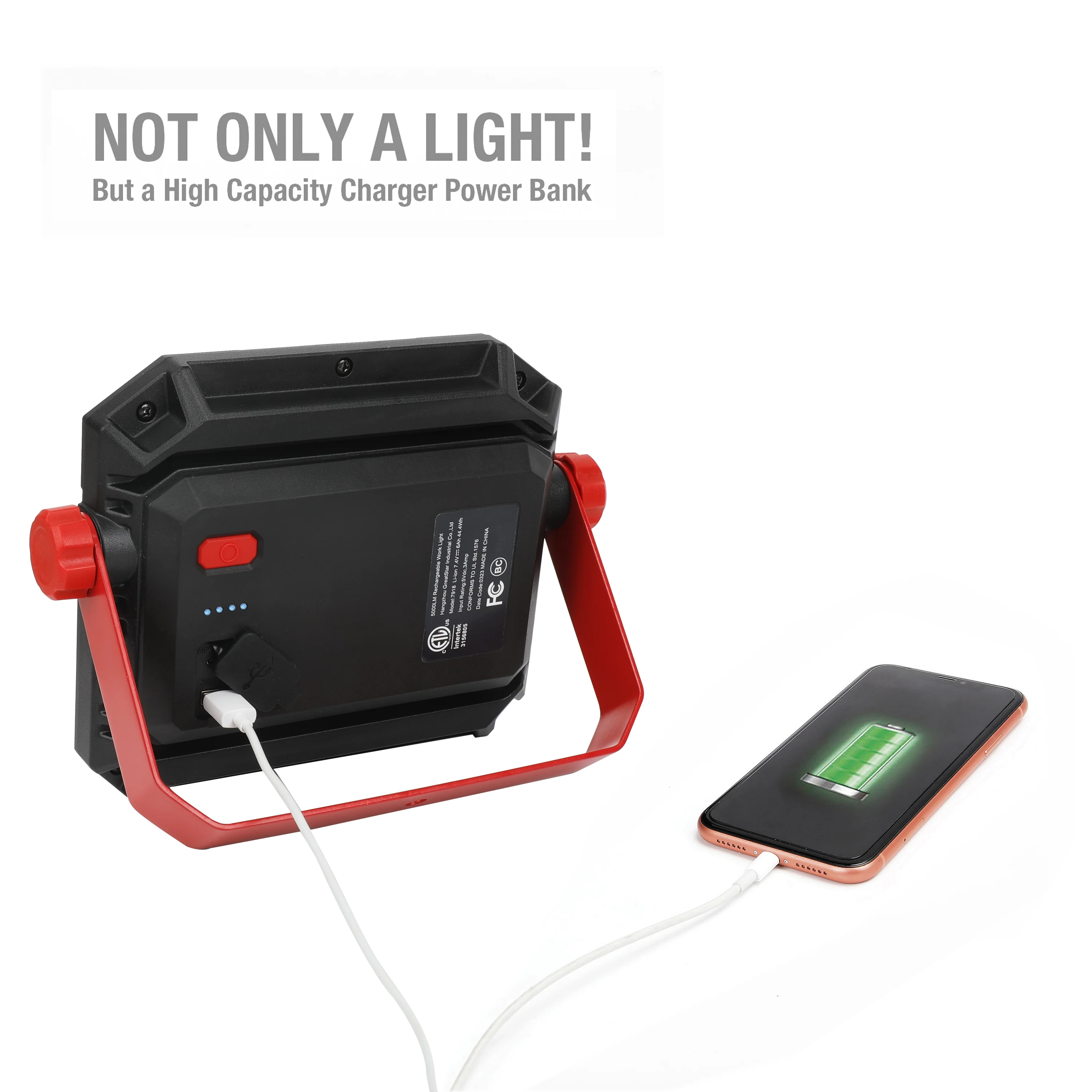 Hyper Tough 50W LED 5000 Lumen Rechargeable Free Standing Light, Handheld Portable Work Light - Inhomebuy