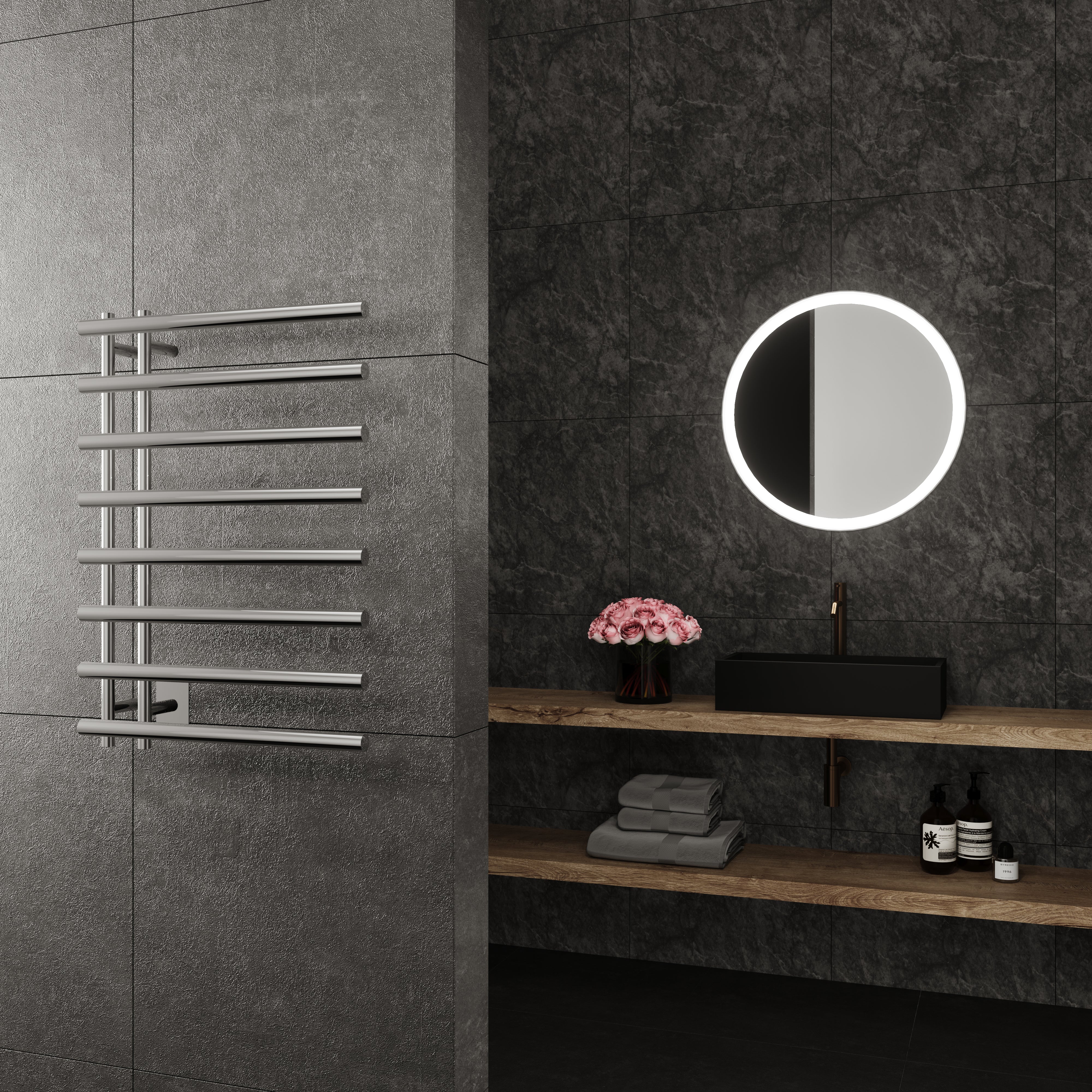 Leto Wall Mounted Electric Towel Warmer in Chrome - Inhomebuy
