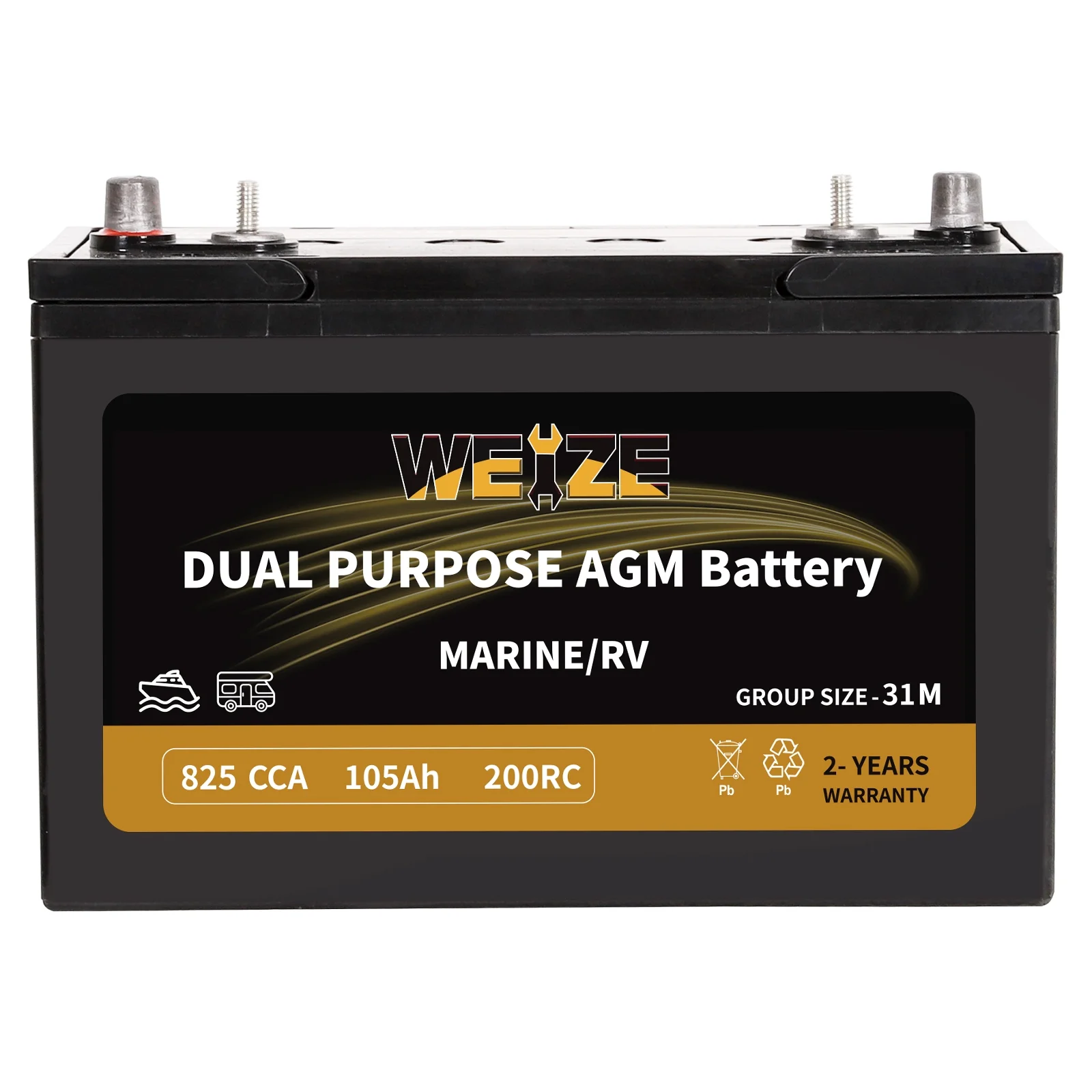 Weize 12V 80AH Dual Purpose AGM Battery, 150RC 550CCA BCI Group 24M Starter & Deep Cycle Sealed Marine & RV Battery - Inhomebuy