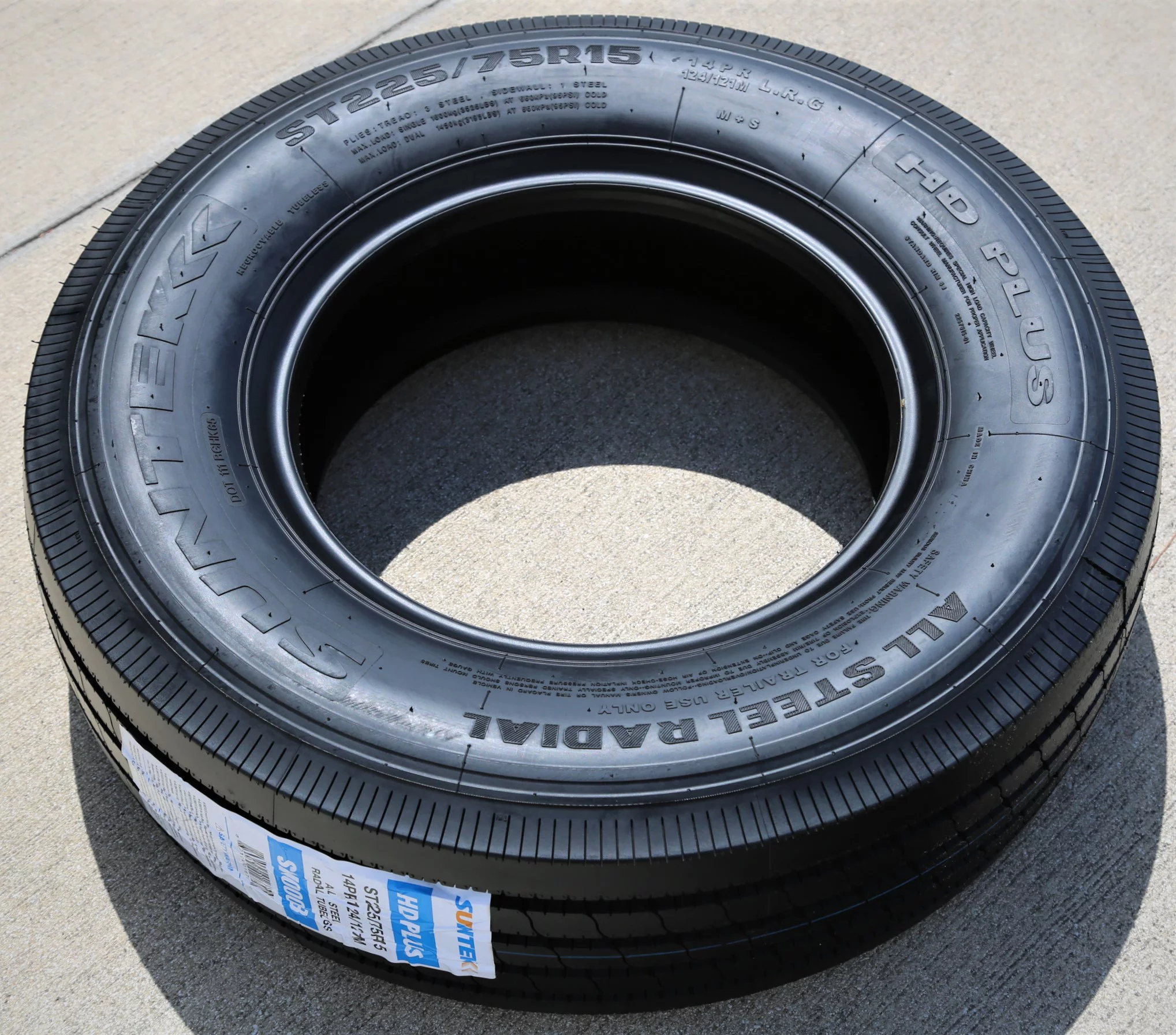 Suntek HD Plus ST 225/75R15 124/121M Load G (14 Ply) All Steel Trailer Tire - Inhomebuy