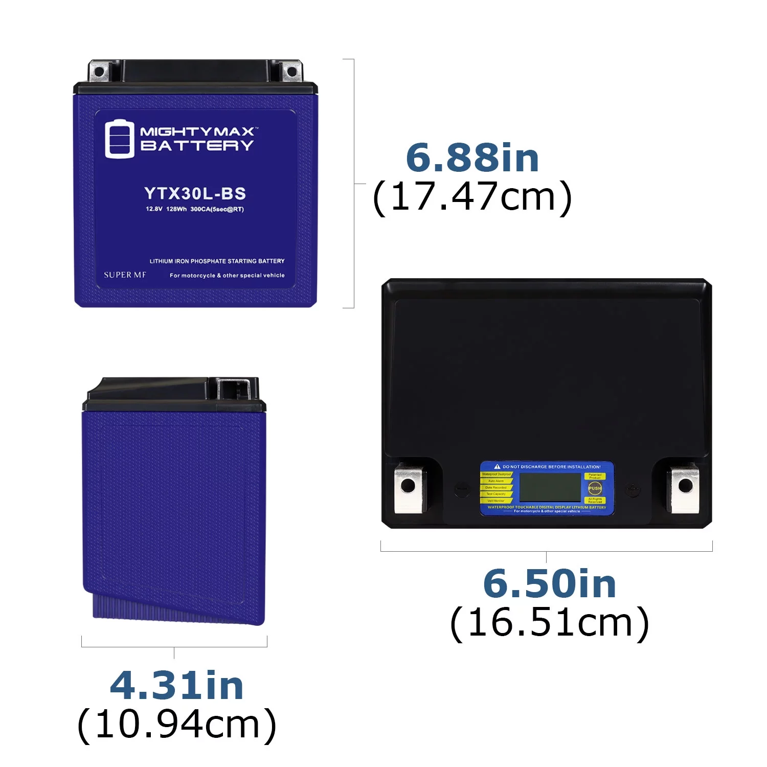 YTX30L-BS Lithium Replacement Battery compatible with YCB30L-B C30L-B AGM Motorcycle / ATV - Inhomebuy