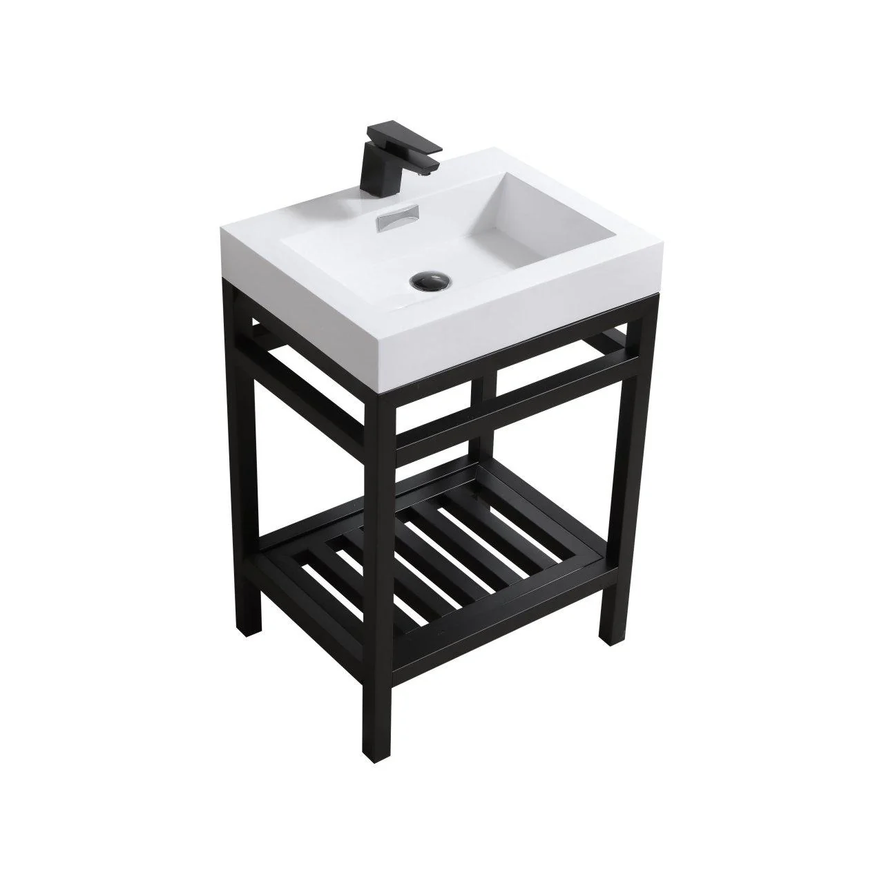 KubeBath Cisco 24 in. Stainless Steel Console with Acrylic Sink - Matte Black, AC24-BK - Inhomebuy