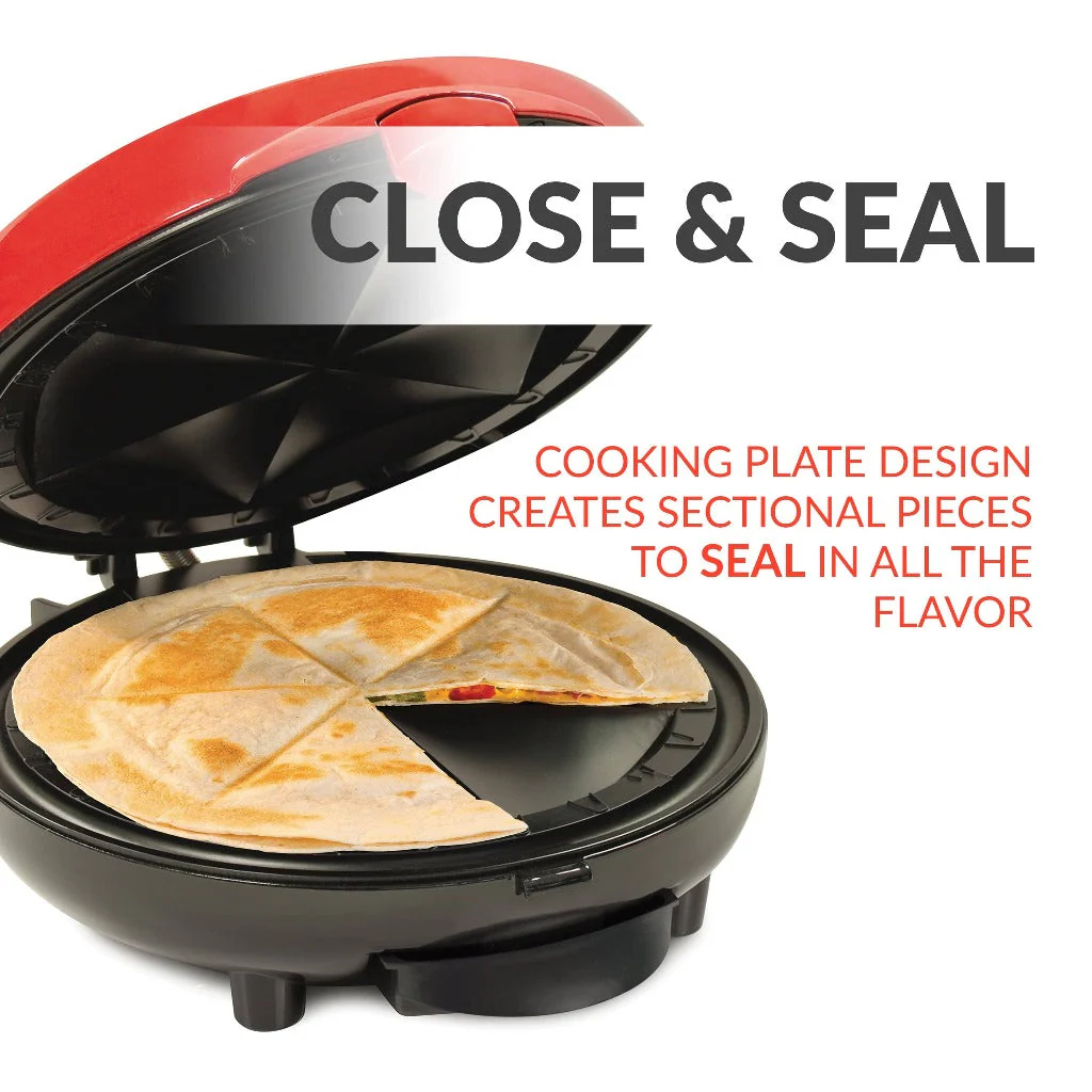 Taco Tuesday Deluxe 8-Inch 6-Wedge Electric Quesadilla Maker with Extra Stuffing Latch - Inhomebuy