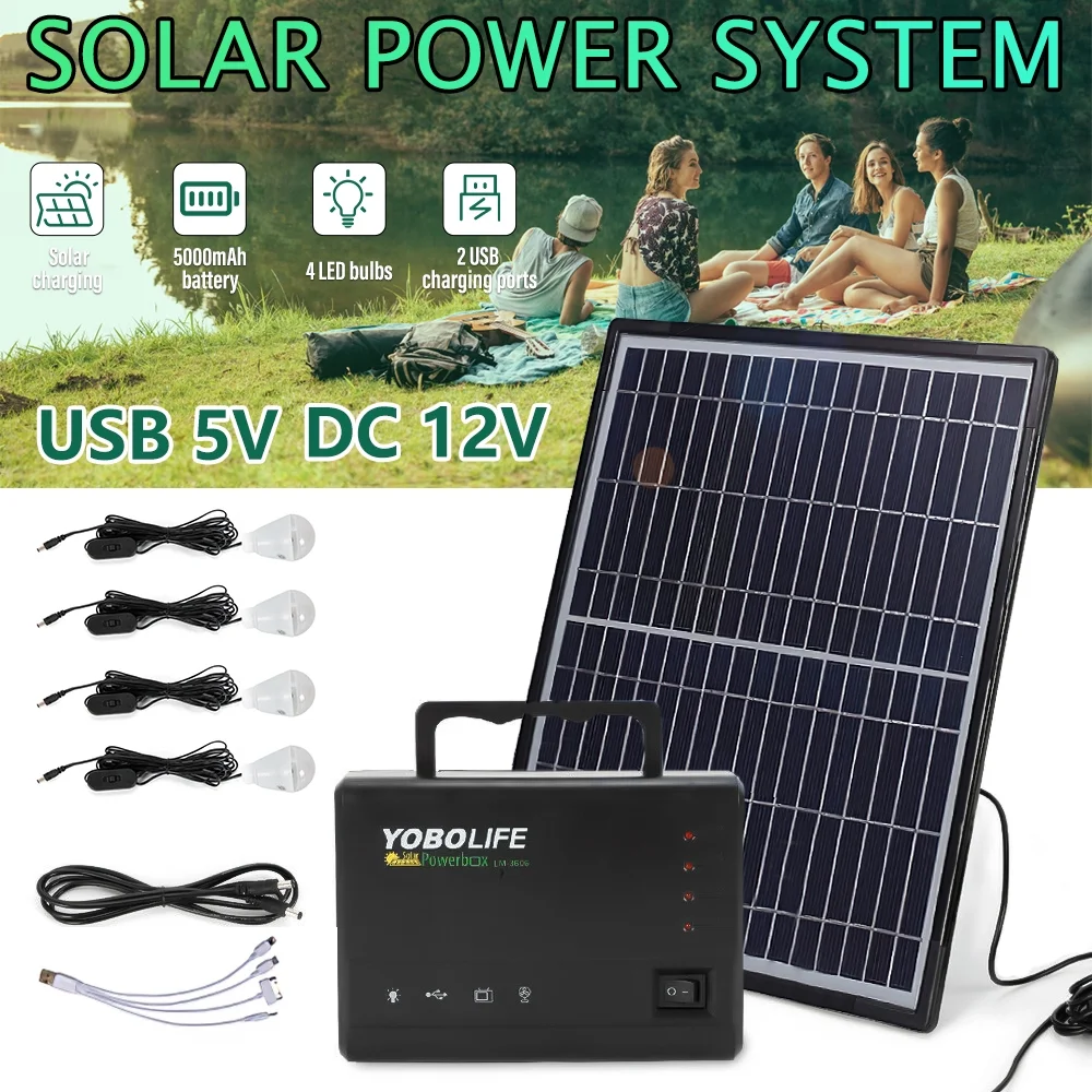 10W Portable Power Station, 5A Solar Generator with 1 DC 12V Ports/2 2.1A USB Ports, Portable Power Bank For Camping Outdoor Family Rv Emergency - Inhomebuy