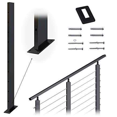 Muzata 10ft Staircase Handrail Black Pipe Handrail Staircase Steps Hand Rail for Indoor Stairs 440LBS Load Capacity Wall Mount Support Galvanized - Inhomebuy